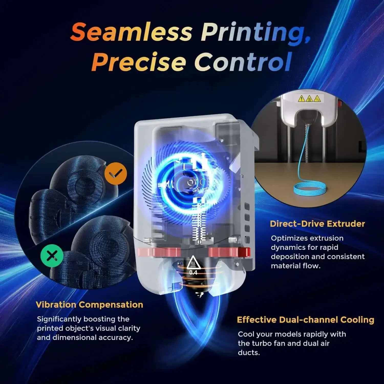 Fast 3D Printer AD5M With 1 Click Auto Calibration CoreXY Precision For High Speed Printing 600mm Per Second 3S Quick Swap Nozzle Plug And Play Enclosure 220mm Build Volume Includes 50g HS PLA Filament - Image 4