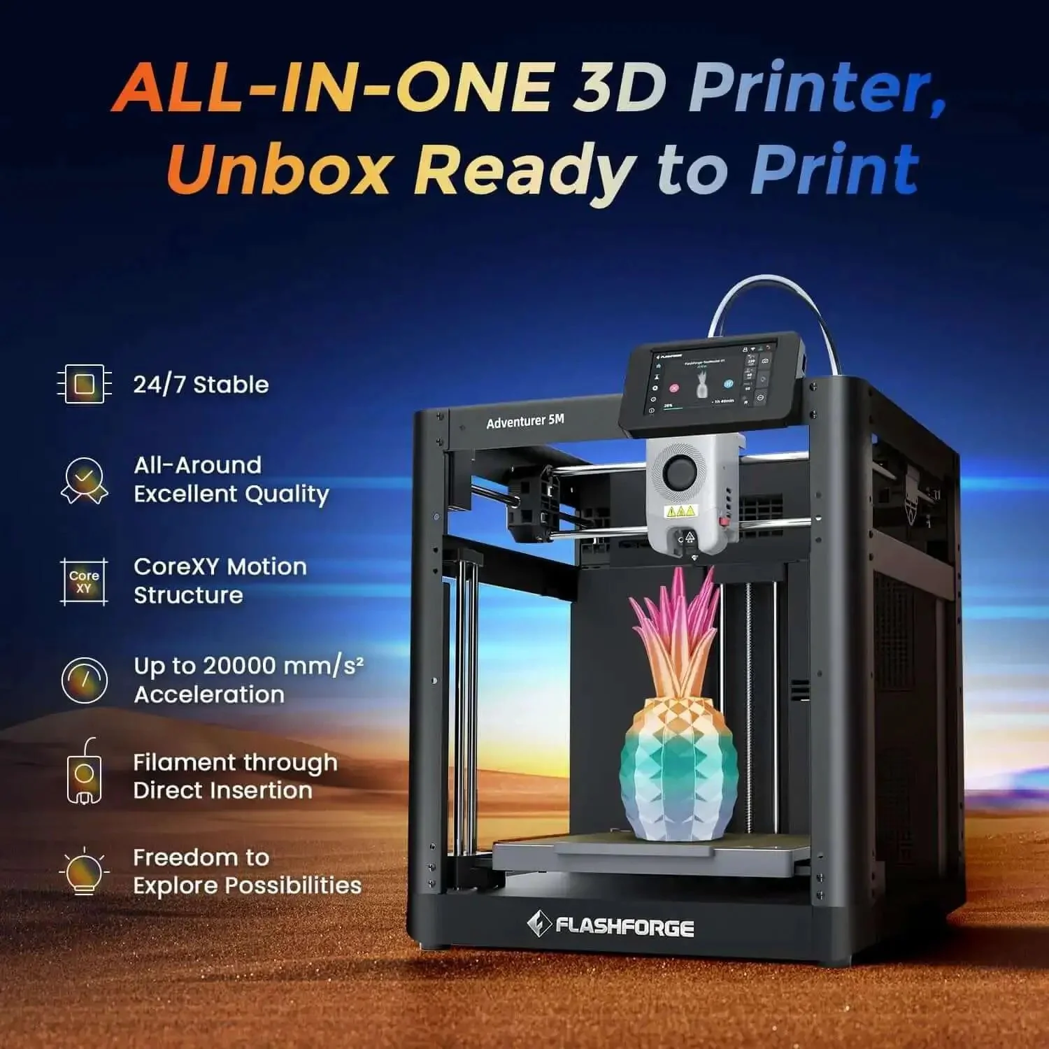 Fast 3D Printer AD5M With 1 Click Auto Calibration CoreXY Precision For High Speed Printing 600mm Per Second 3S Quick Swap Nozzle Plug And Play Enclosure 220mm Build Volume Includes 50g HS PLA Filament - Image 8