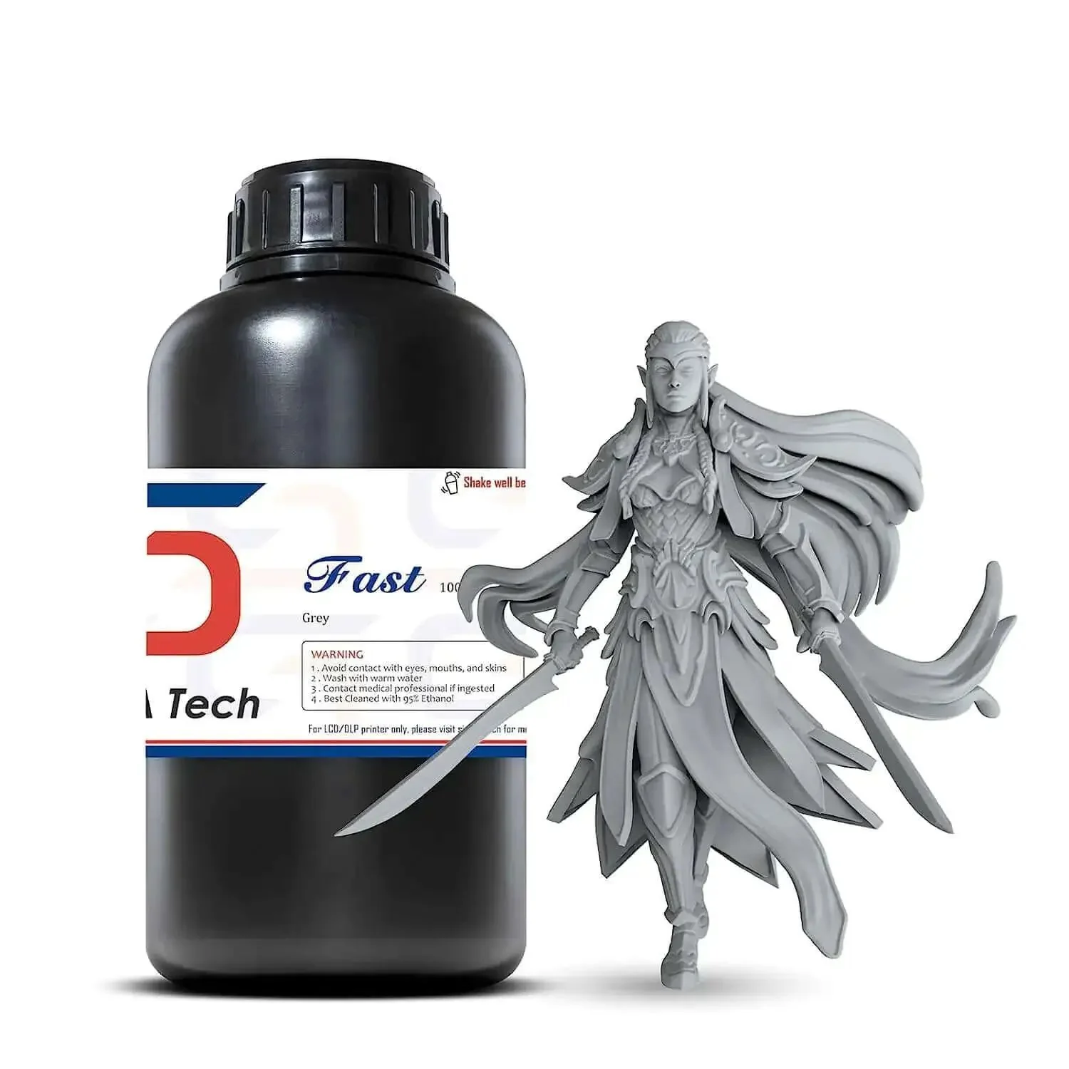 Fast ABS Like 3D Printer Resin For LCD DLP 405nm UV Curing Non Brittle High Precision Photopolymer Gray 1kg Liquid For Strong Durable Prints With Fast Printing And Curing For Quick Builds Great Surface Finish And No Fuss Cleanup