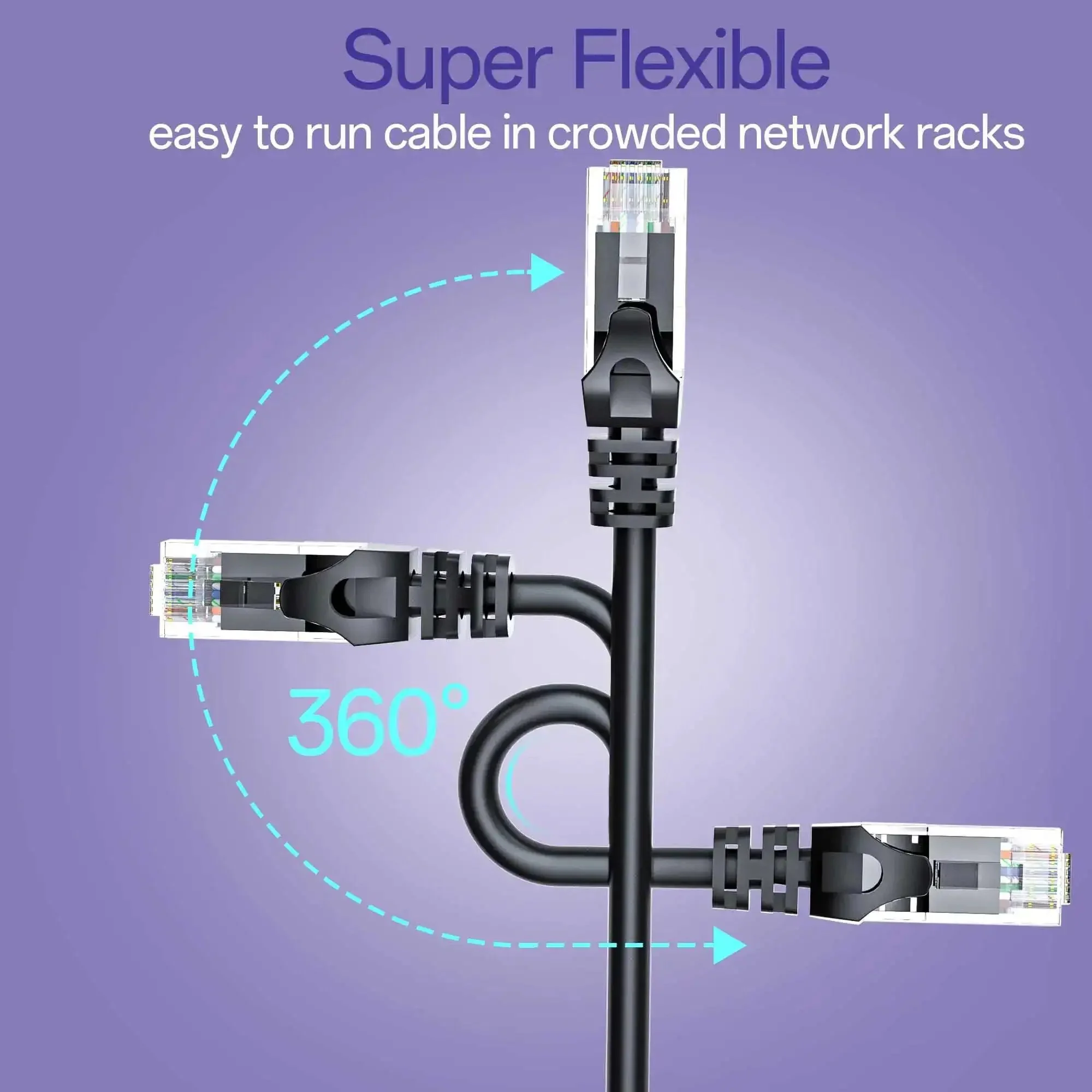 Fast Cat 6 Ethernet Patch Cable 3 Feet Pack Of 10 For Home And Office Networks Delivers 10Gbps UTP Speeds Pure Copper 26 AWG 550 MHz Bandwidth Durable Black PVC Jacket Built For Gamers And Streamers - Image 3