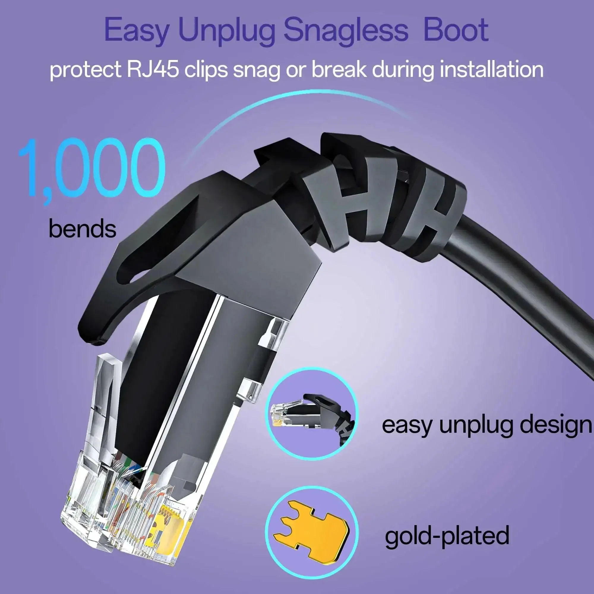 Fast Cat 6 Ethernet Patch Cable 3 Feet Pack Of 10 For Home And Office Networks Delivers 10Gbps UTP Speeds Pure Copper 26 AWG 550 MHz Bandwidth Durable Black PVC Jacket Built For Gamers And Streamers - Image 5