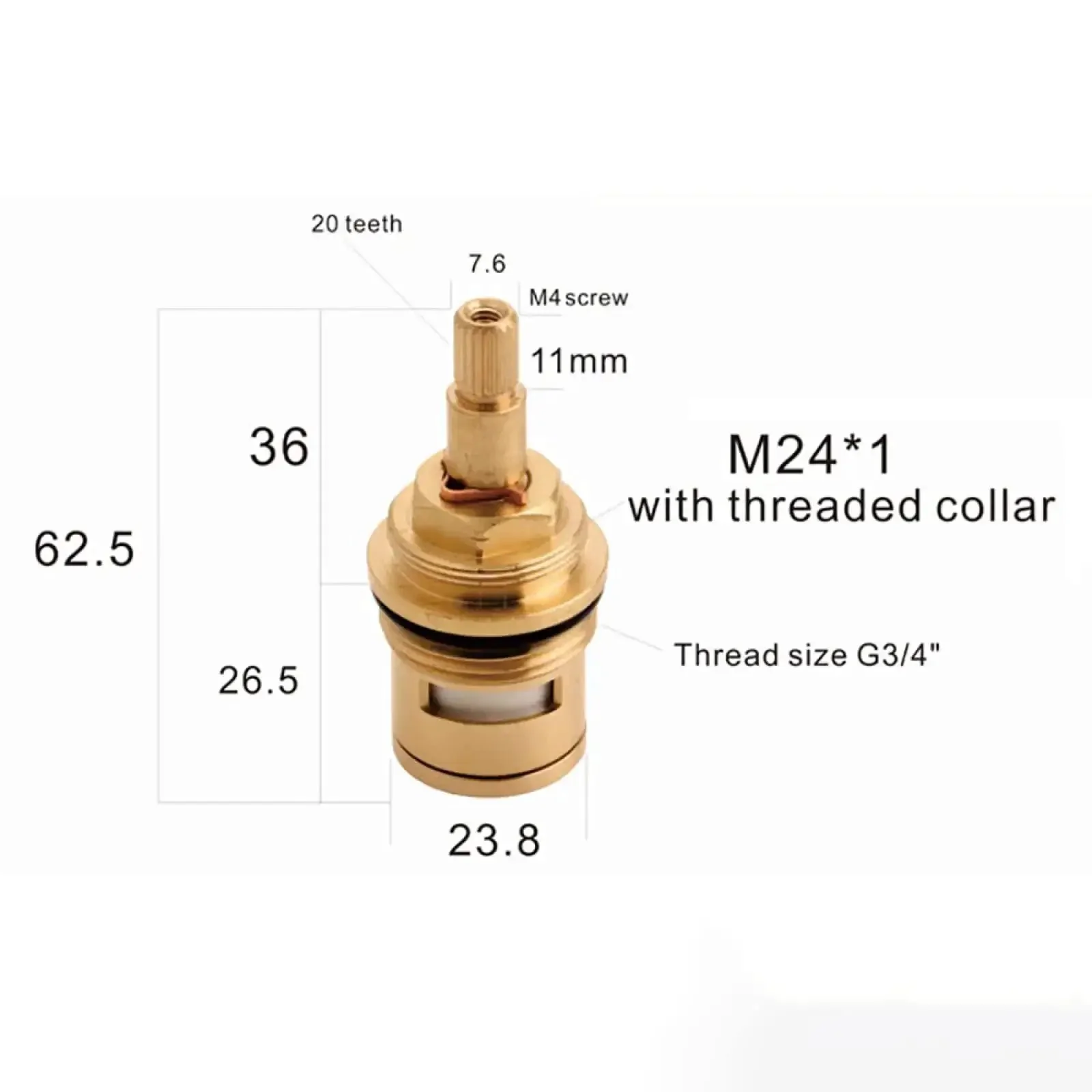 Faucet Cartridge Replacement Ceramic Disc Valve For Three Quarter Inch Taps Brass Body 20 Spline Quarter Turn Red And Blue Indicator Drip Free Kitchen And Bathroom Tap Cartridge - Image 6