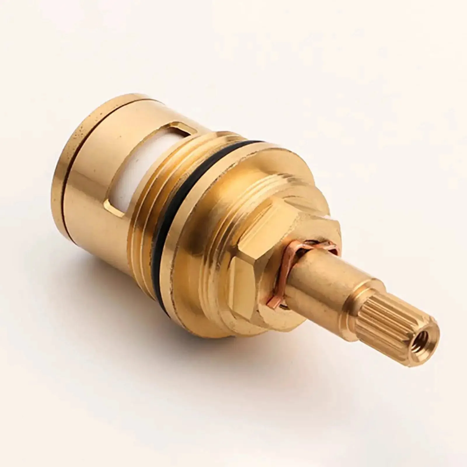 Faucet Cartridge Replacement With Ceramic Disc For Three Quarters Inch BSP Taps Solid Brass Body Durable Ceramic 20 Spline Quarter Turn Valve Insert Color Coded Red And Blue Fits Kitchen And Bathroom Basins No More Drips - Image 2