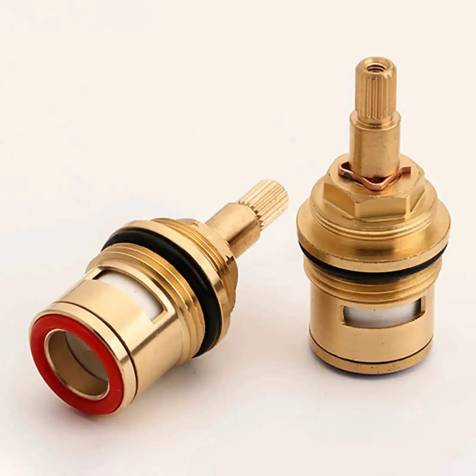 Faucet Cartridge Replacement With Ceramic Disc For Three Quarters Inch BSP Taps Solid Brass Body Durable Ceramic 20 Spline Quarter Turn Valve Insert Color Coded Red And Blue Fits Kitchen And Bathroom Basins No More Drips - Image 3