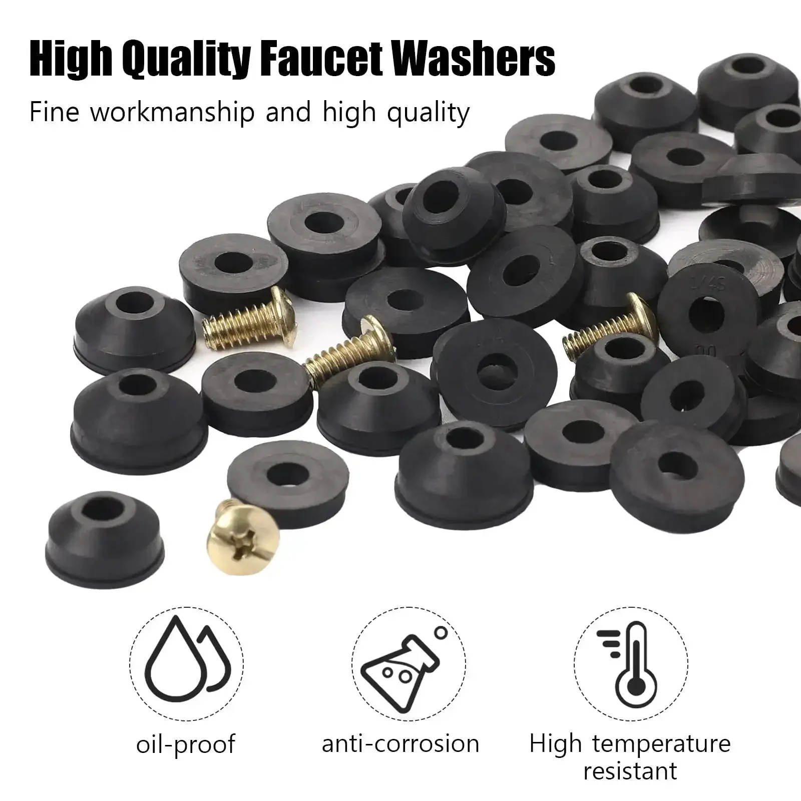 Faucet Washer Repair Kit With 58 Pack Flat And Beveled Rubber Washers And Brass Screws For Quick DIY Leak Fix, Multi Size Assortment In Ten Styles For Indoor And Outdoor Faucets - Image 8