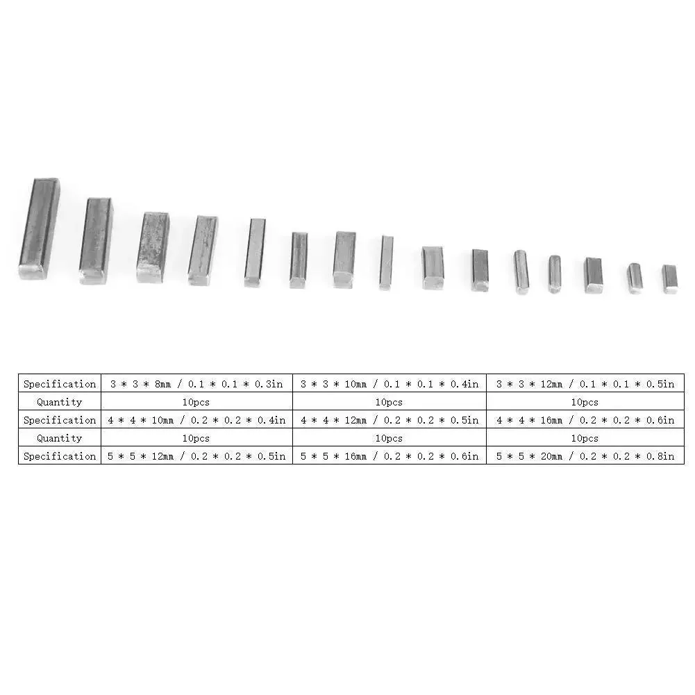 Feather Key Set 140 Pcs Round Ended Square Parallel Keys Kit With 3, 4, 5, 6 Mm Sizes For Power Tools And Machinery Pro Grade Must Have Complete Assortment For Easy Replacement Durable Fastening Tool Accessories - Image 3