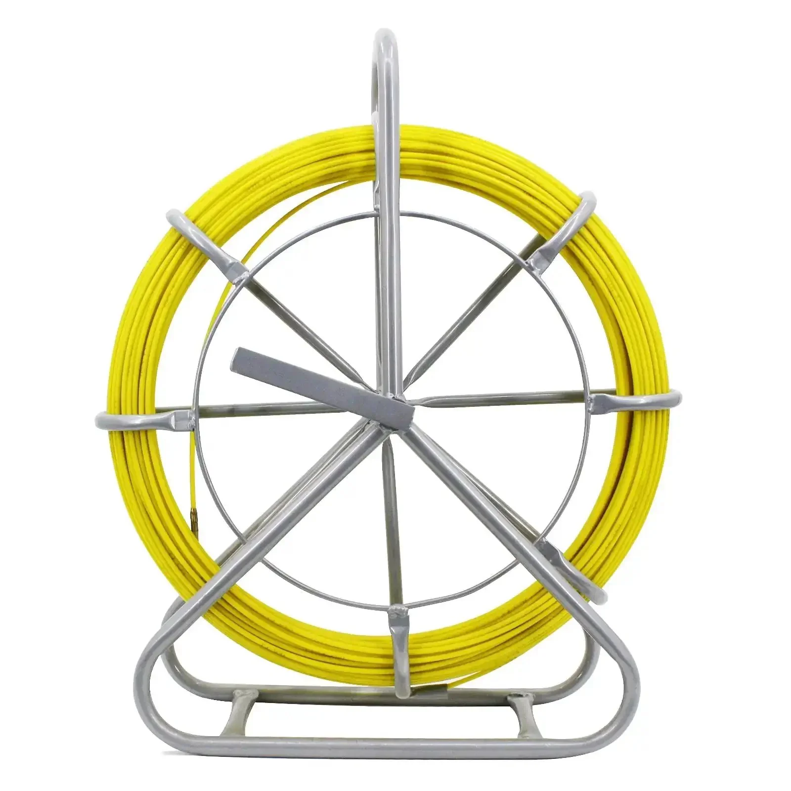 Fiberglass Duct Rod Fish Tape Puller Kit With 6mm Diameter And 450 Feet On A Beefy Steel Reel Stand For Easy Electrical Wiring And Cable Pulling In Tight Ducts With Cage - Image 8