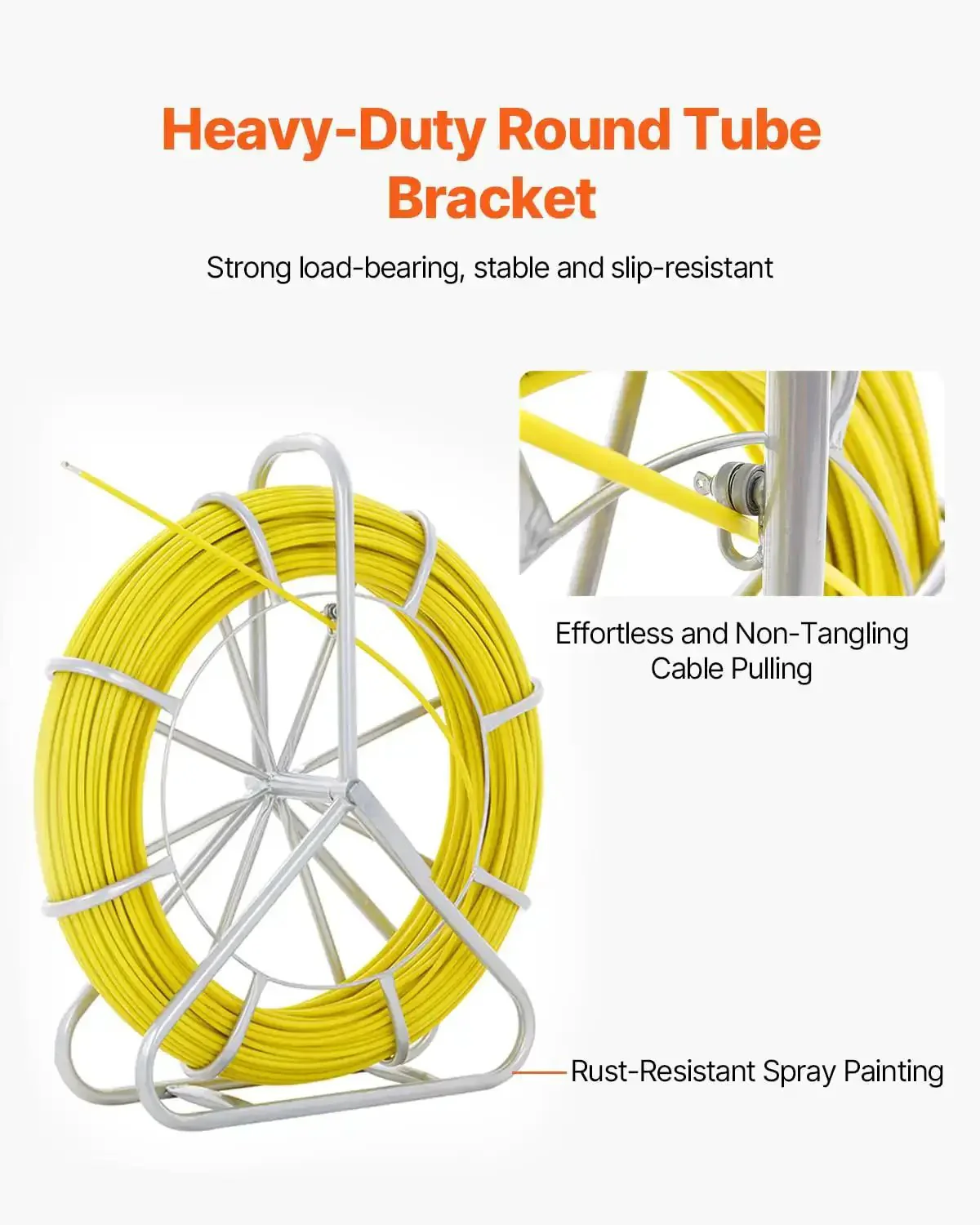 Fiberglass Fish Tape 425 Foot Long Quarter Inch With Pro Grade Durable Stand Non Conductive Wire Cable Running Rodder For Walls Floors And Electrical Conduit Flexible Yet Tough For Easy Cable Pulling - Image 10