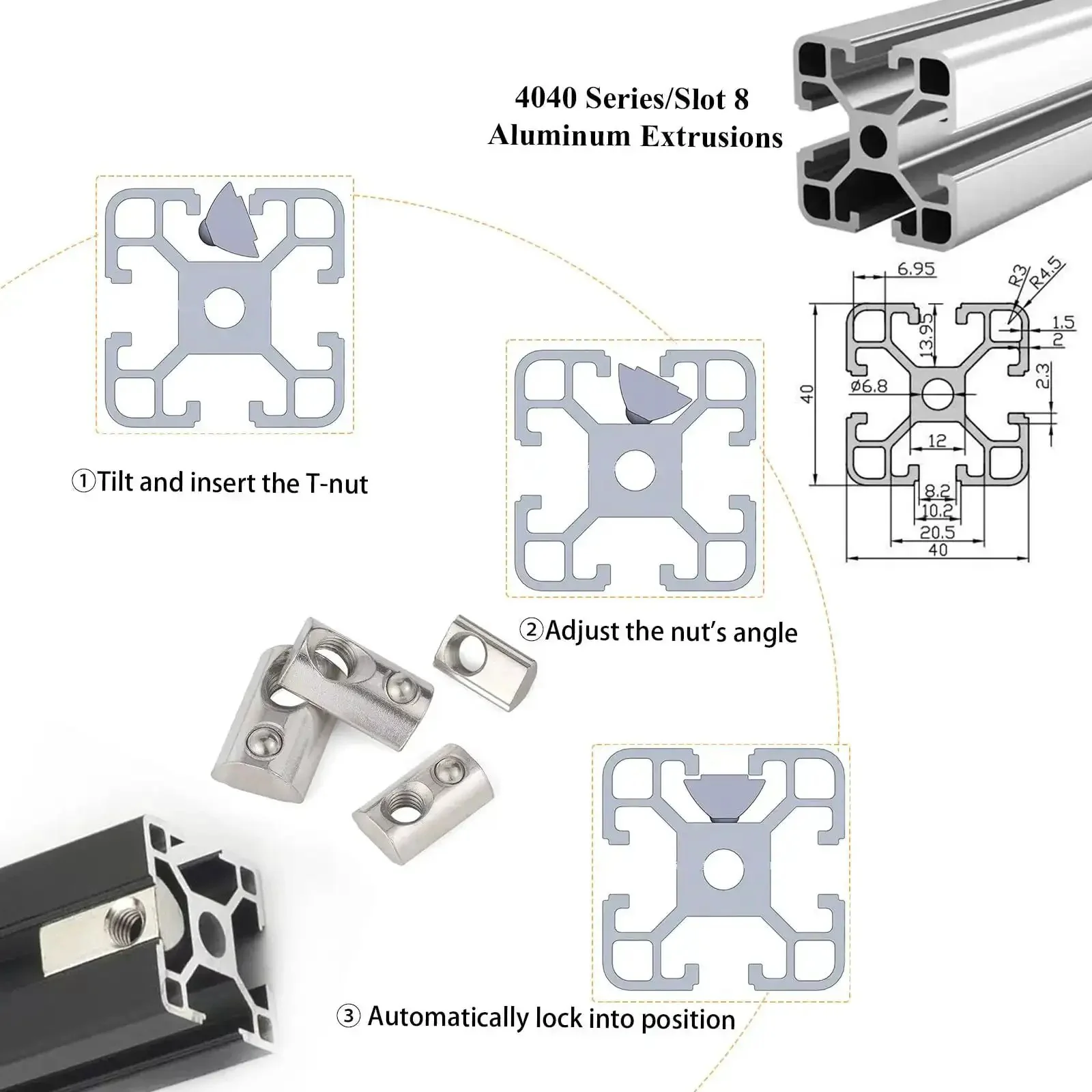 Fifteen Pack One Quarter Inch Twenty Spring Loaded T Nuts With Ball Bearings Boxed Set Zinc Plated Carbon Steel Heavy Duty T Slot Nuts For 4040 Series And Slot Eight Aluminum Extrusions Quick Install Built Tough Fastening - Image 3