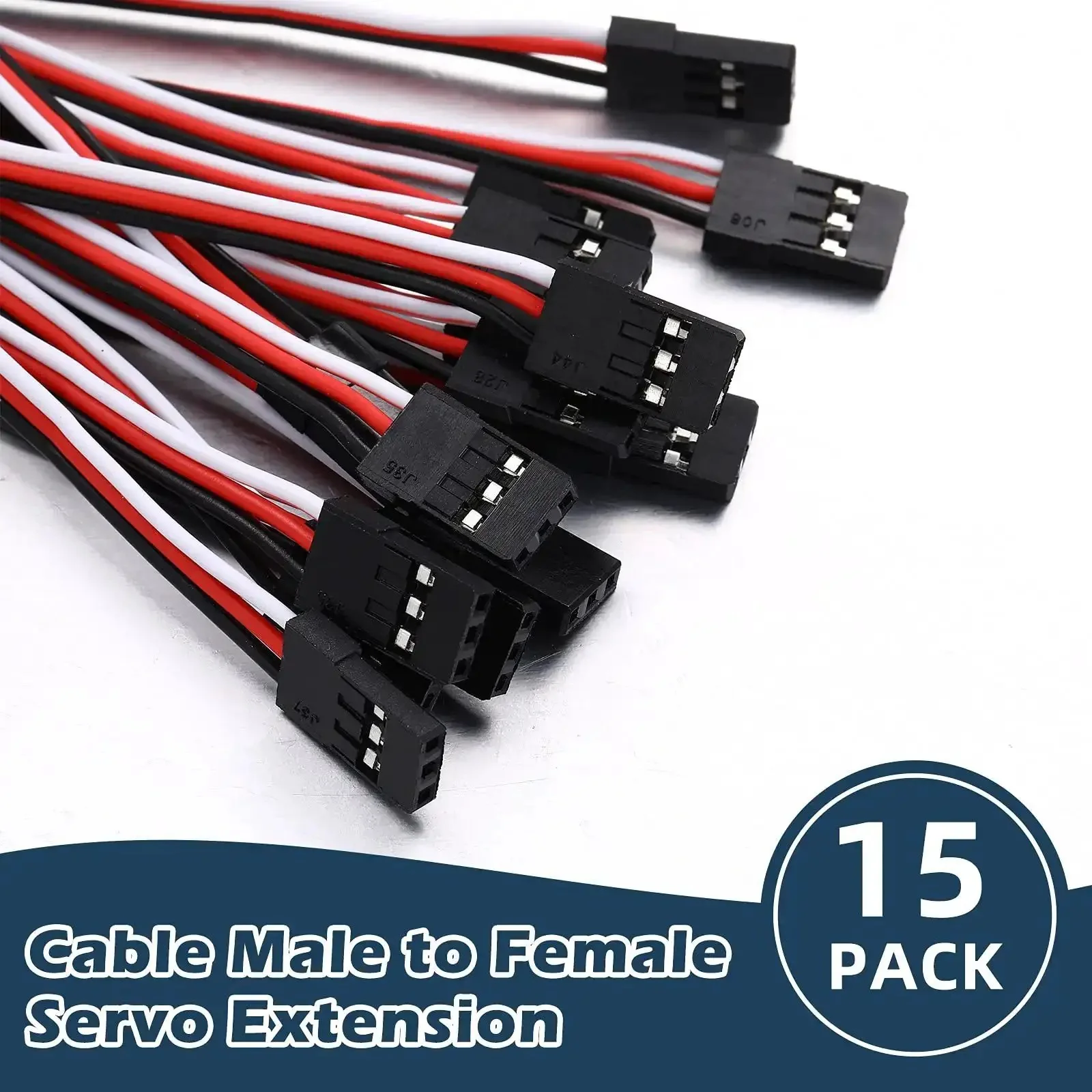 Fifteen Piece 3 Pin Servo Extension Cables Set 11.8 Inch Long Male To Female RC Wire Connectors Perfect For Futaba JR Planes Drones Cars And Helicopters A Must Have For RC Hobbyists - Image 4