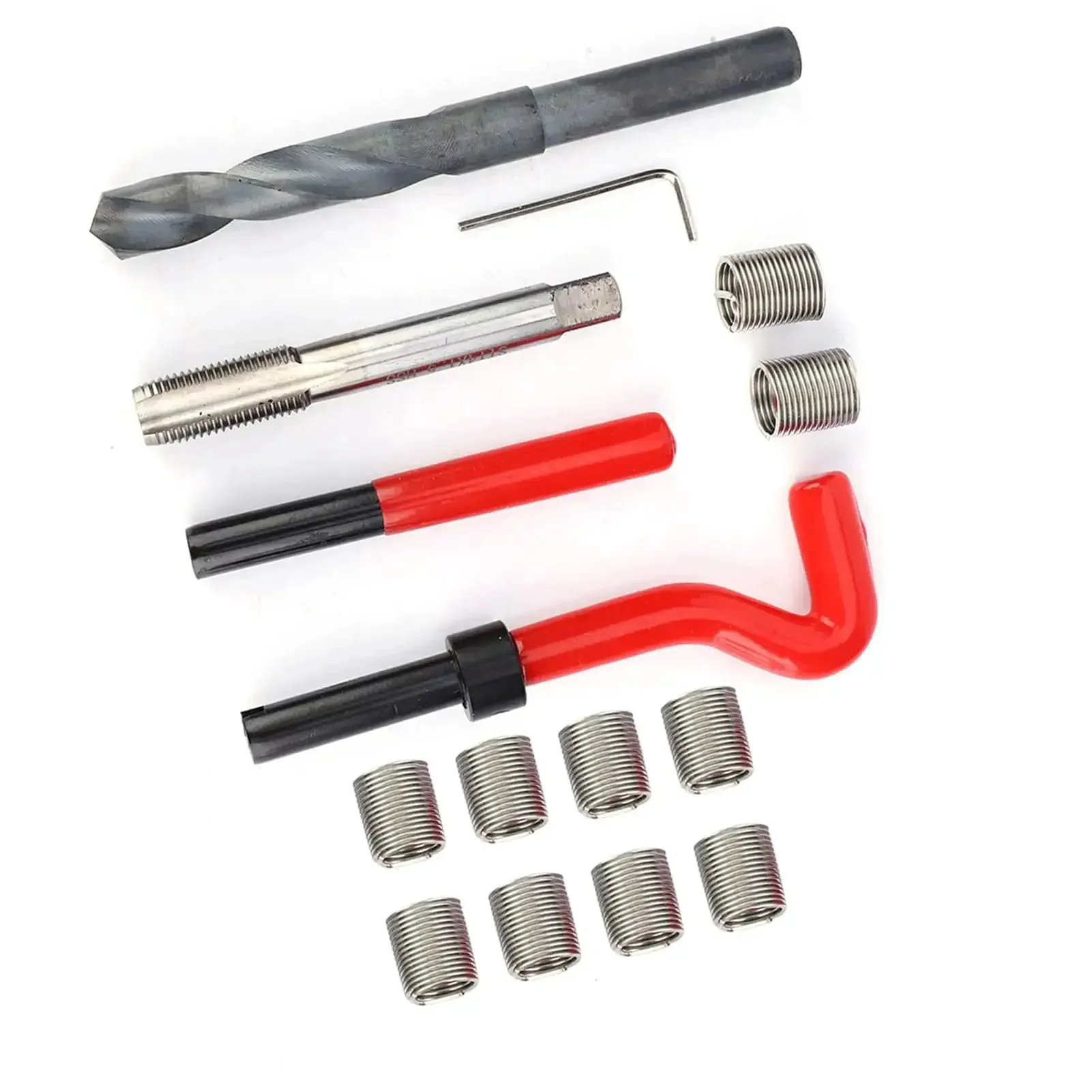 Fifteen Piece Stainless Steel Helicoil Thread Insert Repair Kit M14x1.5 Drill Set for Radiators Automotive Parts Separation Equipment and Heavy Machinery Maintenance - Image 2