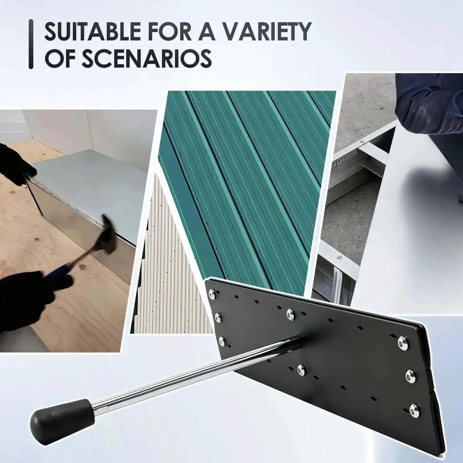 Fifteen Point Seven Inch Heavy Duty Sheet Metal Folding Hemming Tool Dual Side Bender With Sight Holes For One Inch And Three Eighths Inch Depth For Roofing Ductwork And Metalworking - Image 2