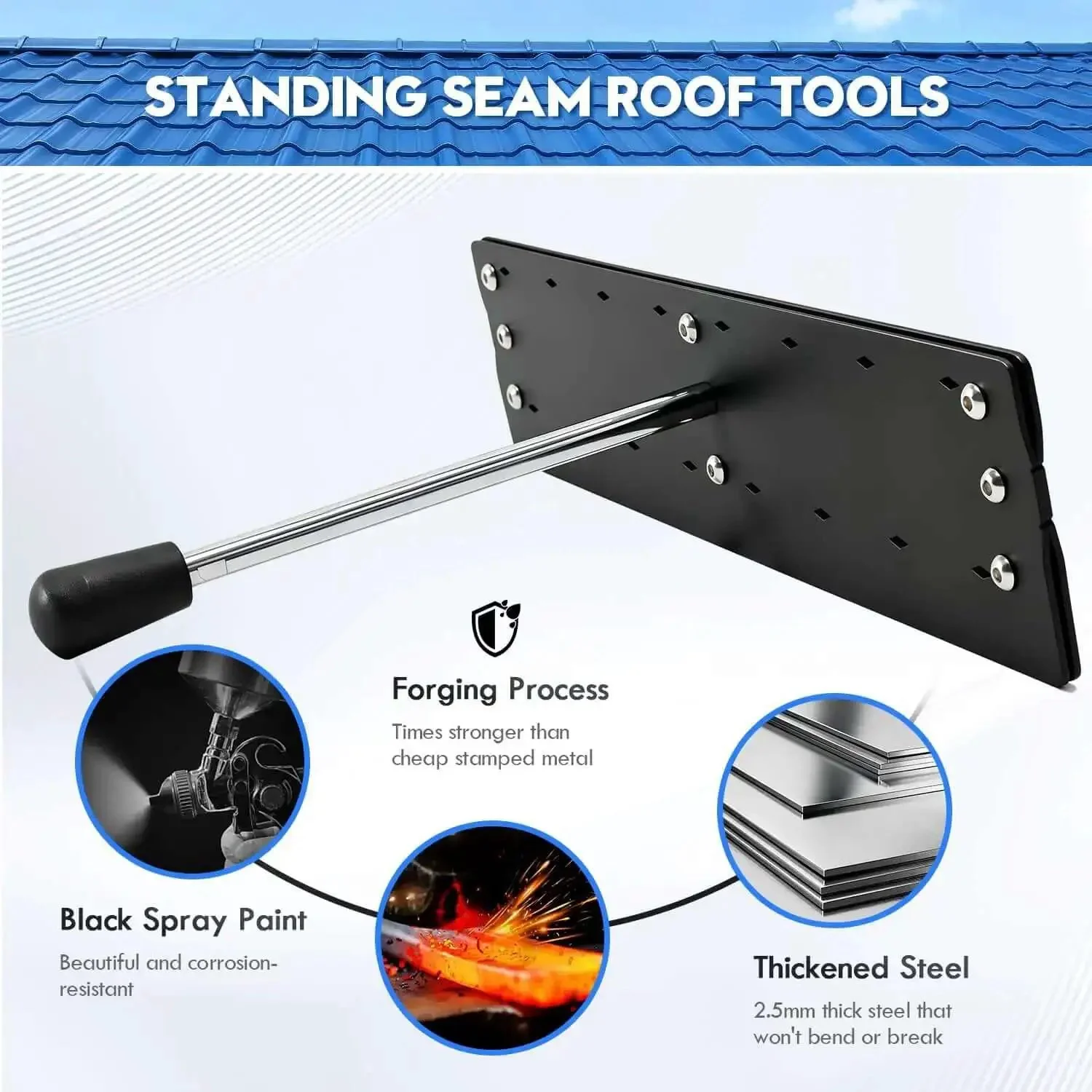 Fifteen Point Seven Inch Heavy Duty Sheet Metal Folding Hemming Tool Dual Side Bender With Sight Holes For One Inch And Three Eighths Inch Depth For Roofing Ductwork And Metalworking - Image 4