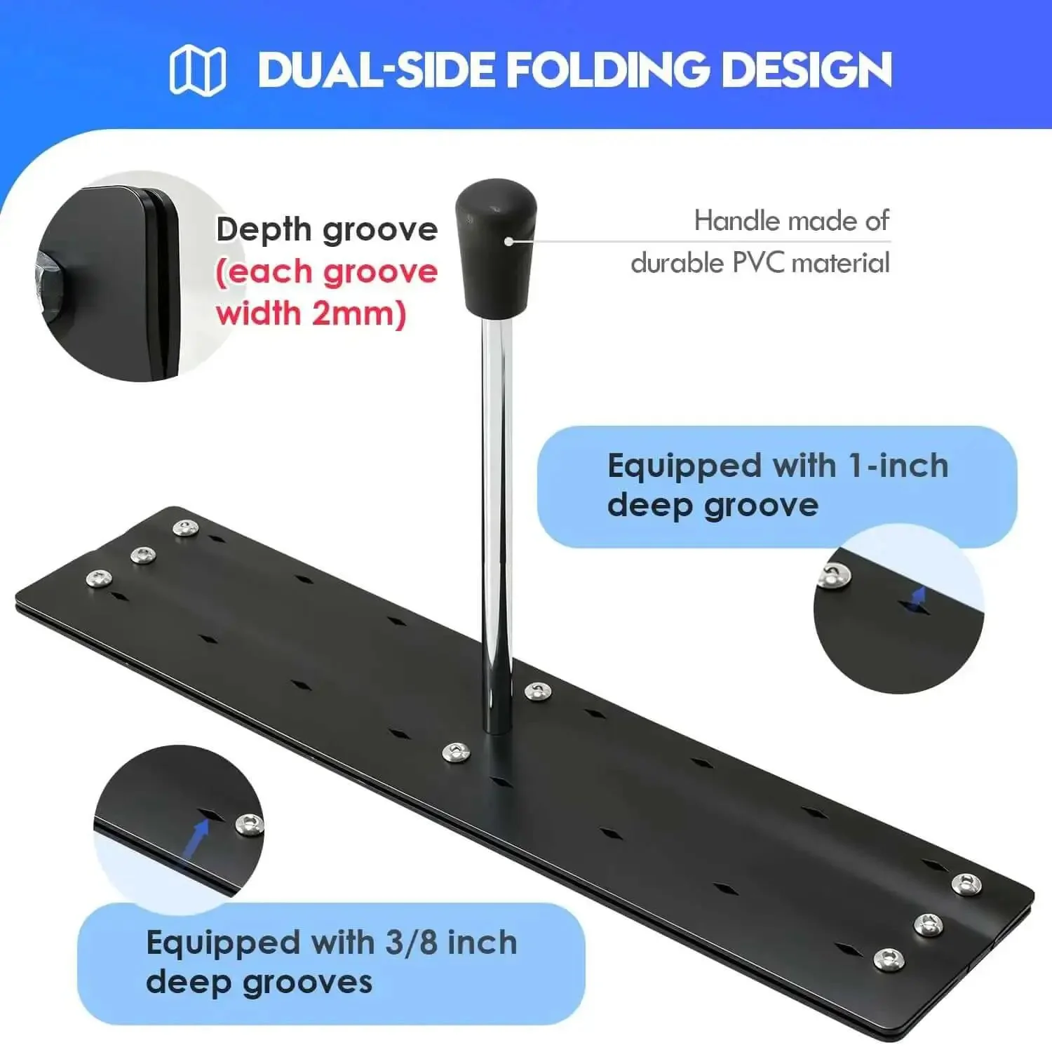 Fifteen Point Seven Inch Heavy Duty Sheet Metal Folding Hemming Tool Dual Side Bender With Sight Holes For One Inch And Three Eighths Inch Depth For Roofing Ductwork And Metalworking - Image 5