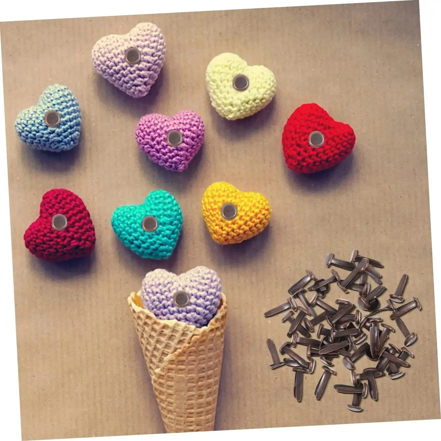 Fifty Piece Double Foot Spikes Metal Brads For Scrapbooking And DIY Crafts Durable Paper Fasteners For Card Making And Miniature Projects Easy To Use Scrapbook Nails Sturdy Craft Fasteners For Secure Pins - Image 2