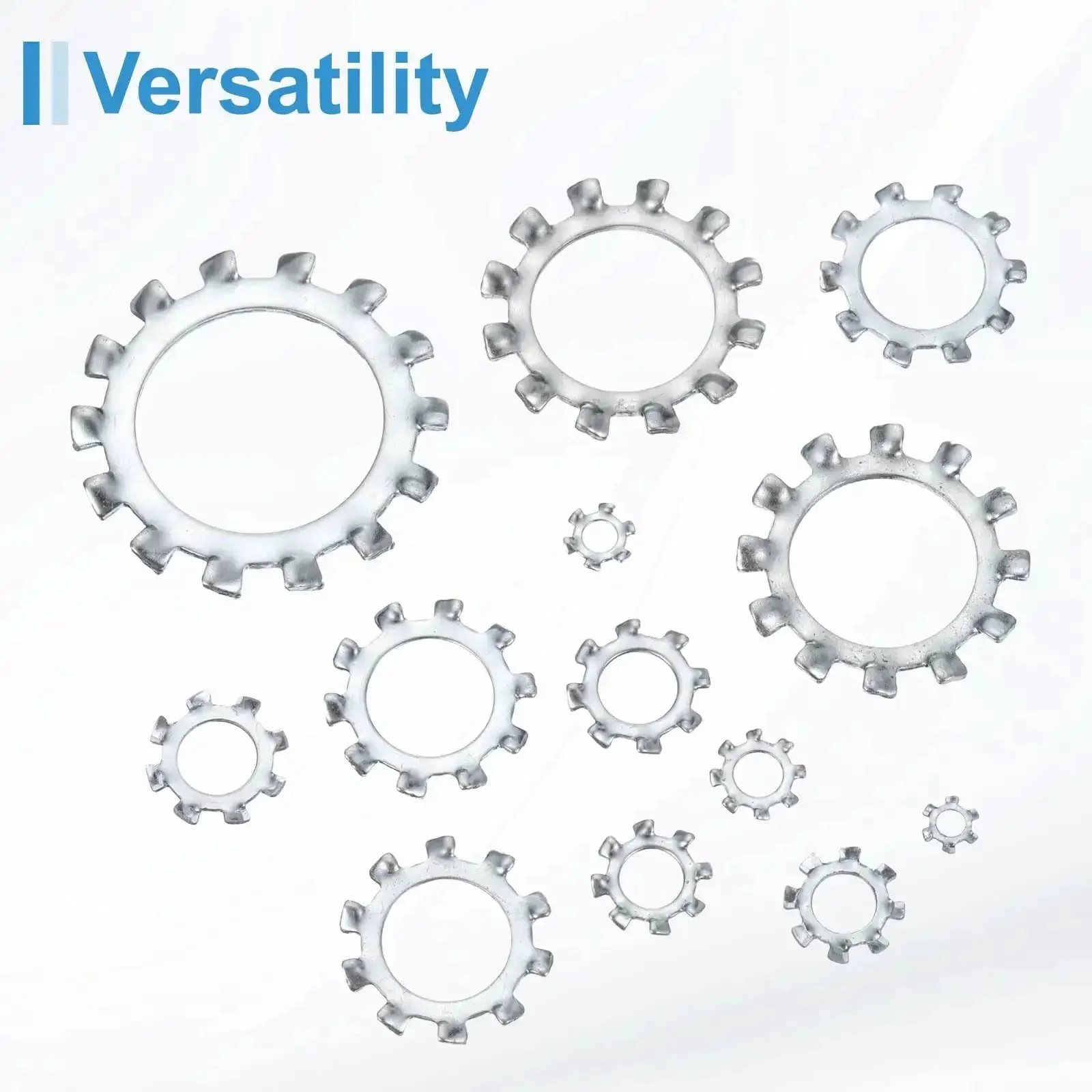 Fifty Piece One Quarter External Tooth Lock Washer Set In 304 Stainless Steel With Multi Tooth Star Design Beefy Professional Grade Locking Fasteners Silver Tone For Auto DIY Projects And Heavy Duty Hardware - Image 3