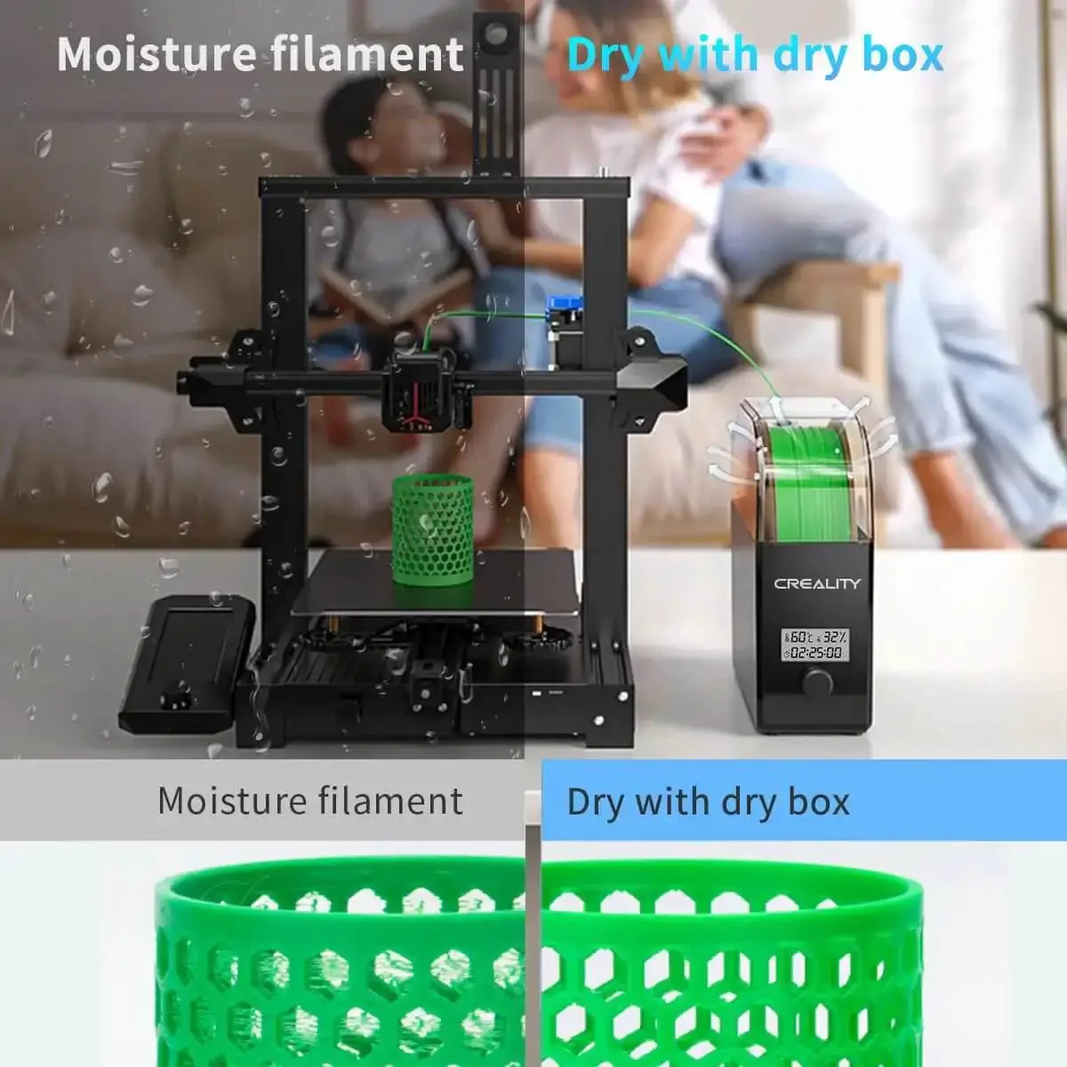 Filament Dryer Box 2.0 With Fans For 3D Printing, 1Kg Dehydrator Keeps PLA PETG ABS TPU Nylon Filaments Dry During Printing, Fast Heat Up To 65C In 15 Minutes, Insulated Material Storage Box For Reliable Prints - Image 5
