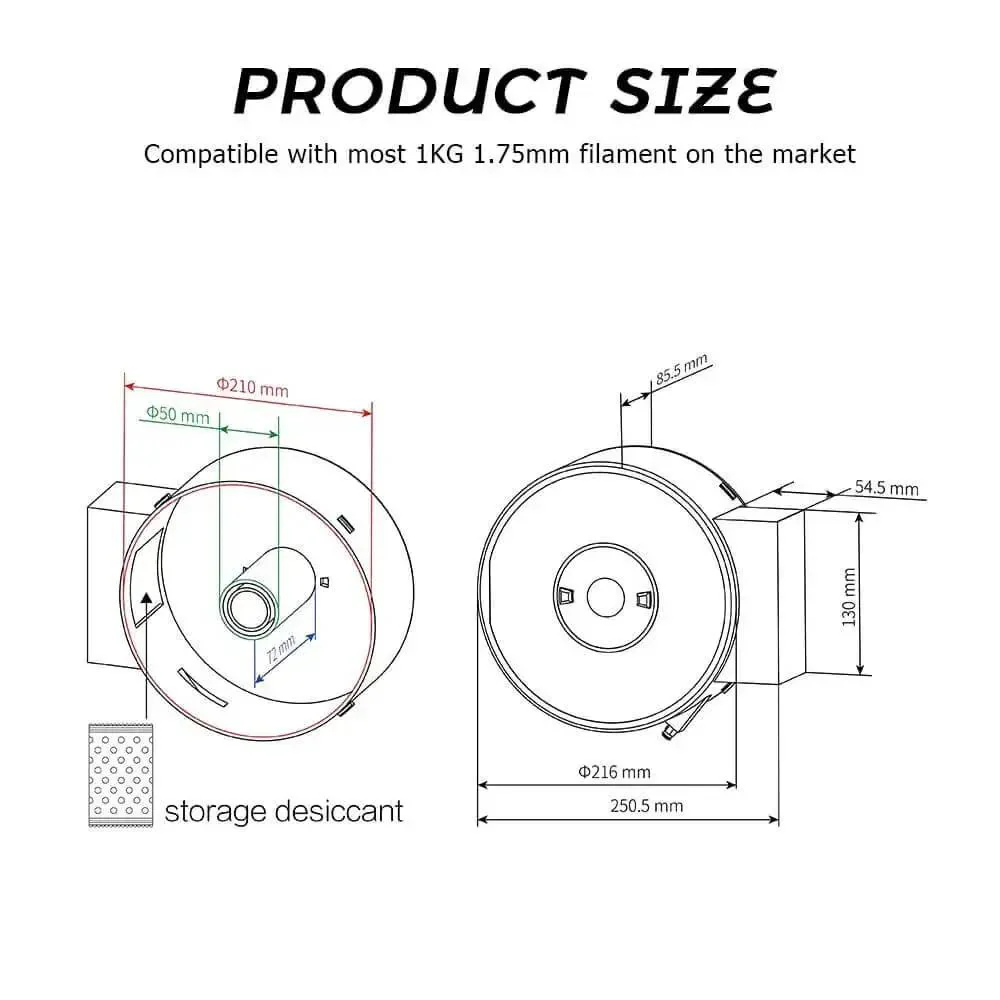 Filament Dryer Box For 3D Printer Filament Storage And Drying Keeps Filament Dry No Moisture Mess Reduces Stringing And Clogs During Printing Compatible With 1.75mm PLA PETG ABS PA12 CF UltraPA S White And More - Image 3