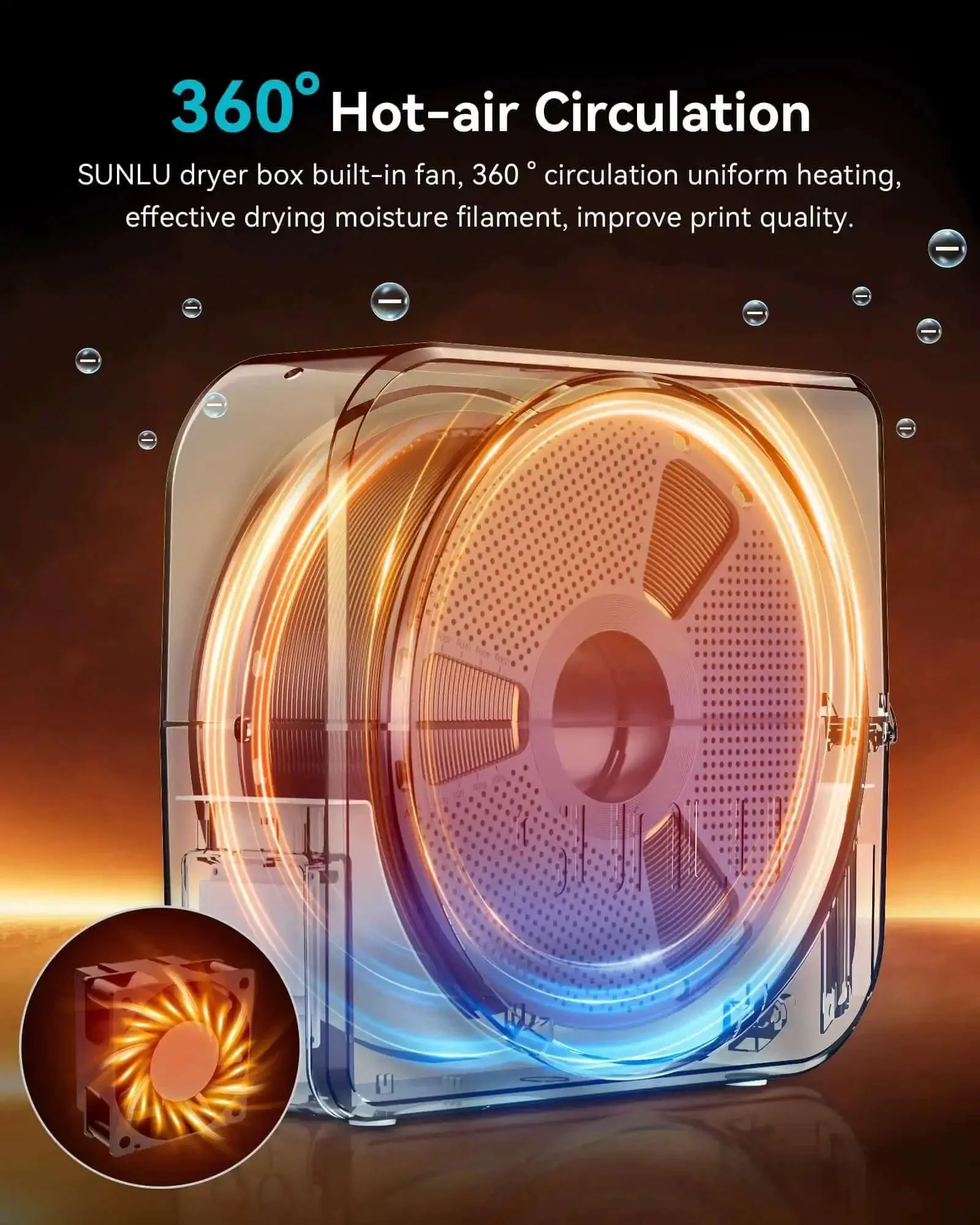 Filament Dryer Box For 3D Printers With Built In Fan Dehydrator And Storage Keeps 1.75mm 2.85mm And 3.00mm PLA PETG ABS Filaments Dry During Printing Fast Dry Reducing Stringing Clogs And Build Failures Black - Image 9