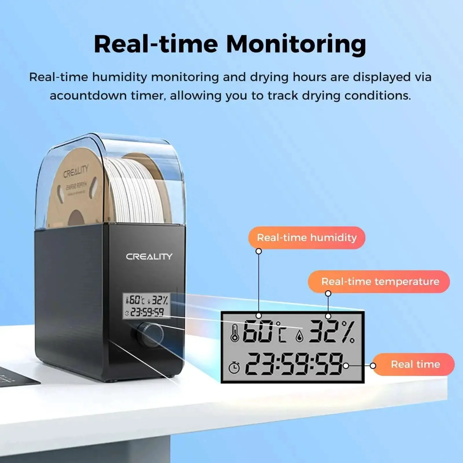 Filament Dryer Box Pro With Fan For 3D Printing, 360 Degree Heating Dehydrator For 1.75/2.85mm PETG PLA TPU ABS Nylon, Dries While You Print To Remove Moisture, Cuts Down Stringing And Print Defects - Image 7