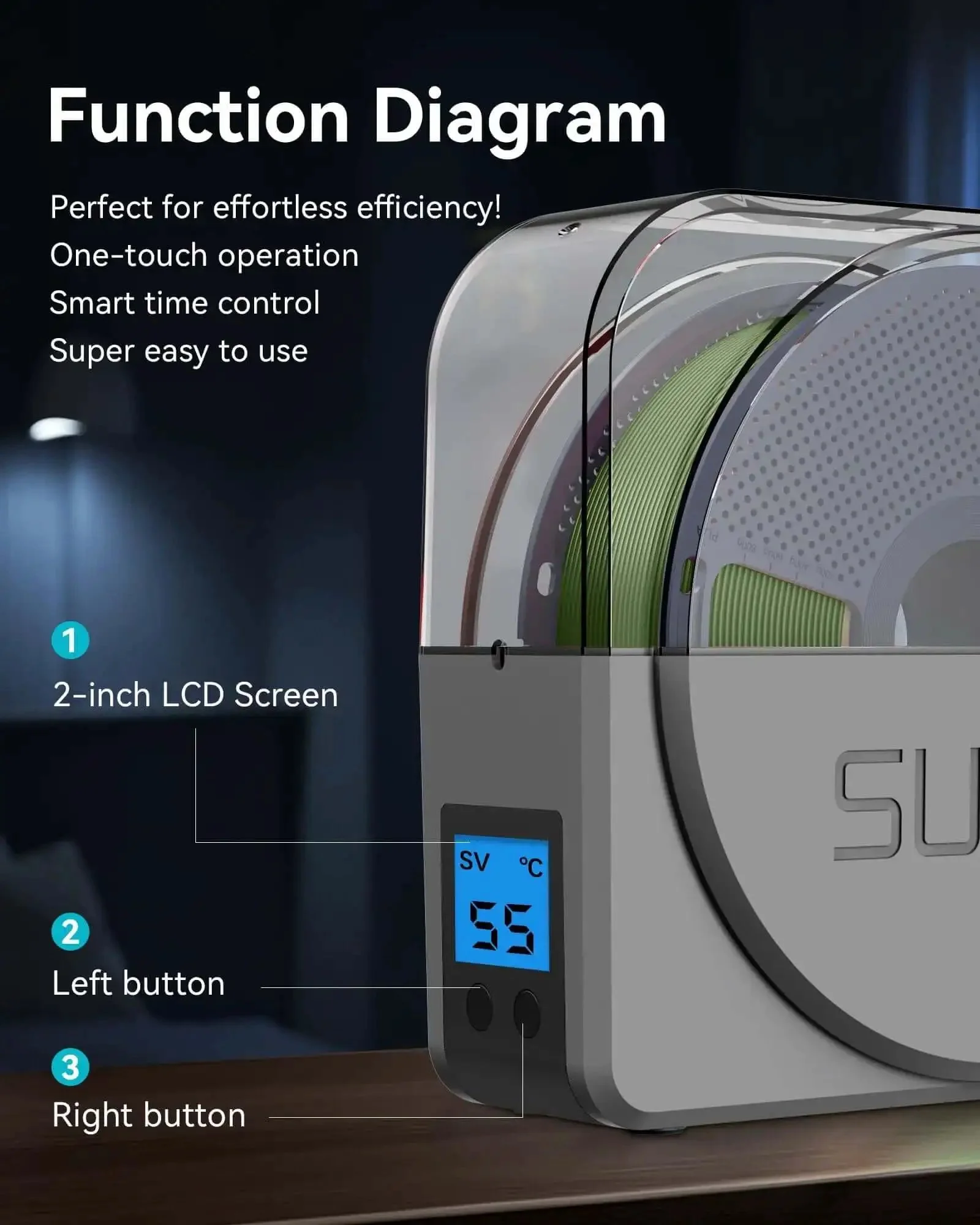 Filament Dryer Box S1 Plus With Built In Circulation Fan For 3D Printer Filament 1.75 2.85 3.00 Mm, Moisture Removal And Drying, Easy Storage, Grey For Home And Workshop - Image 7