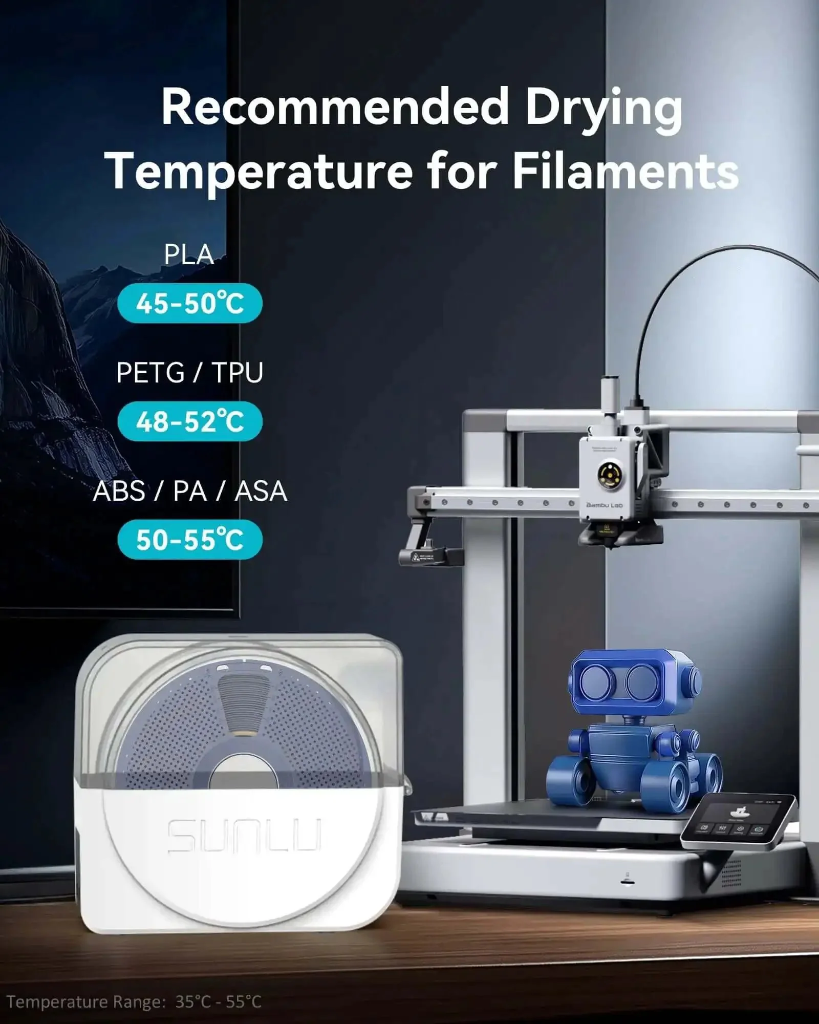 Filament Dryer Enclosure With Built-In Circulation Fan For 3D Printer Filament 1.75 2.85 3.00 mm S1 Plus White Storage Box Keeps Filament Dry And Ready, Reducing Stringing, Poor Adhesion, And Layer Shifts - Image 5