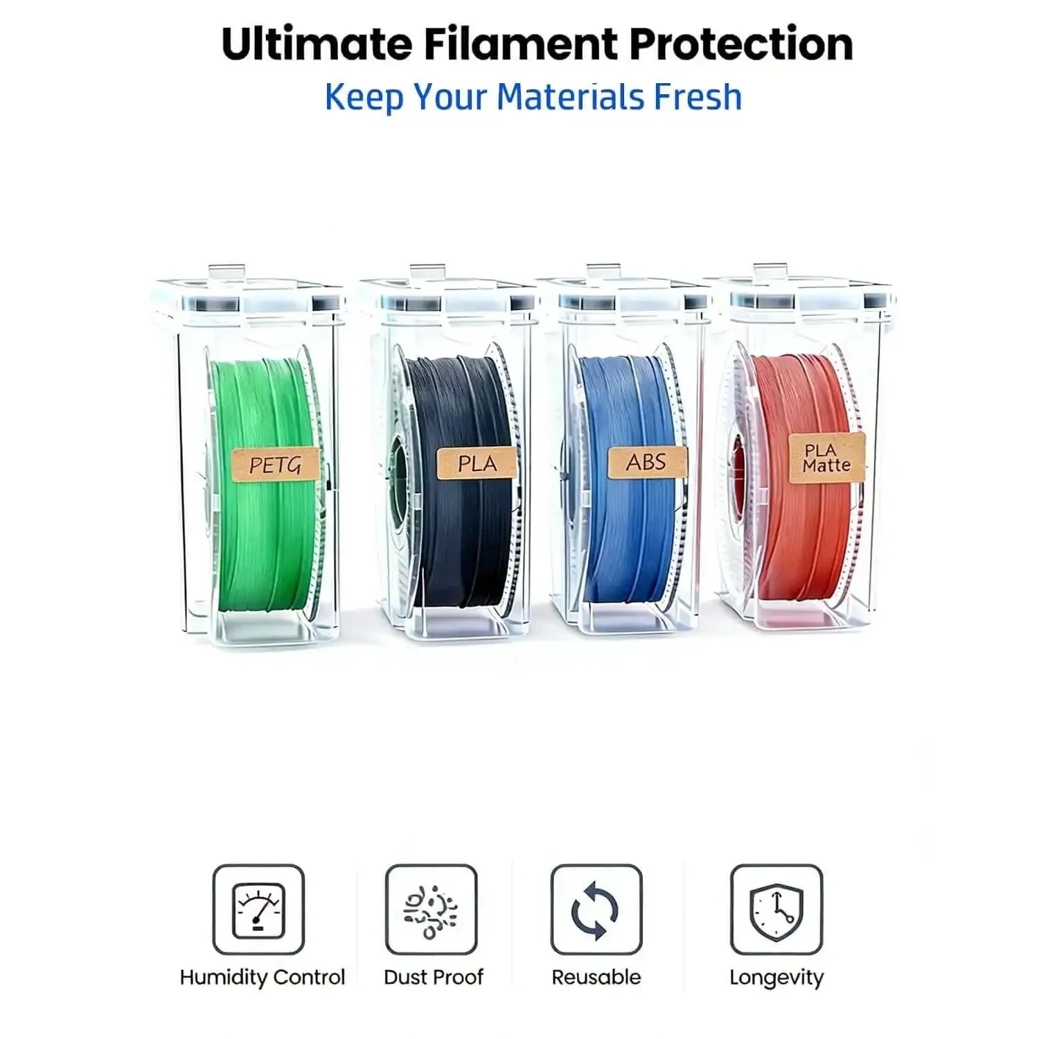 Filament Storage Box 4 Pack 4.0L Waterproof Dust Proof Container For 3D Printing Filament With Desiccant And Label DIY Dry Box Upgrade Accessories Included - Image 3