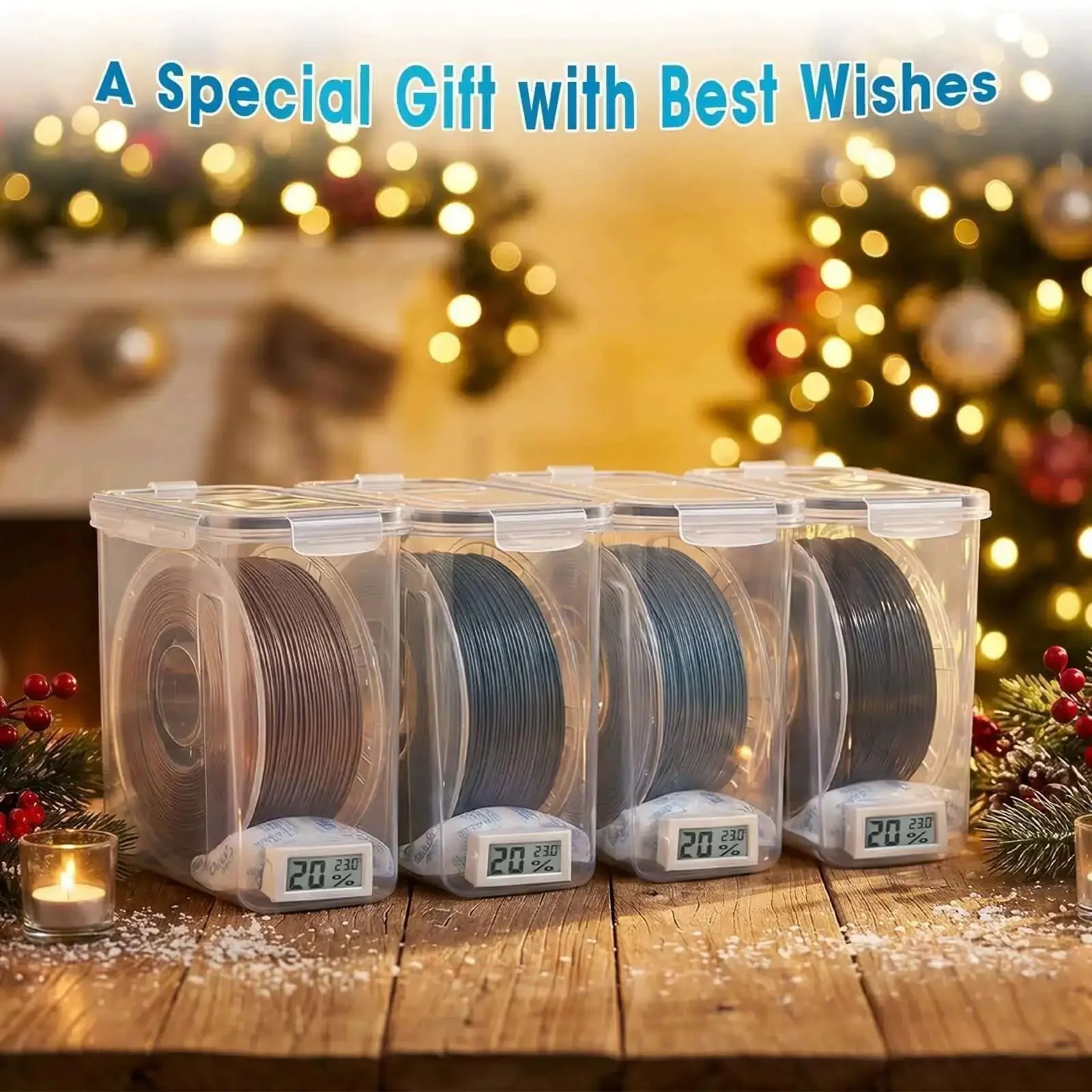 Filament Storage Box Set For 3D Printer Four Pack 4L Containers With Hygrometers Airtight Waterproof Dust Proof Design Reusable Desiccant Tube Cutter And Labels To Keep Spools Fresh And Dry - Image 2