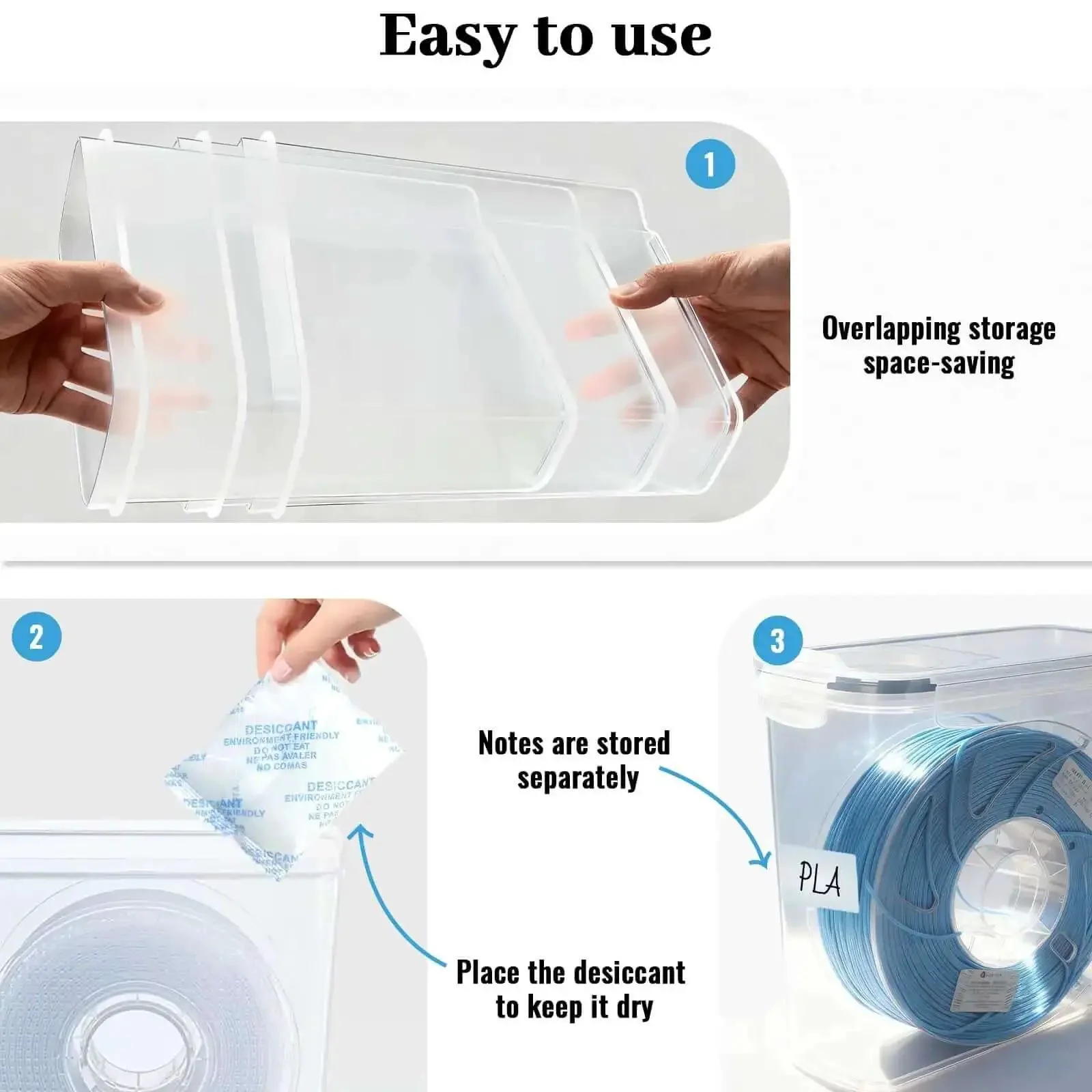 Filament Storage Box Set Of Four With Airtight Seal Keeps Your Filament Fresh For 3D Printer Spools Waterproof Dust Proof 4.0 L Capacity Universal Fit For Easy Organization - Image 5