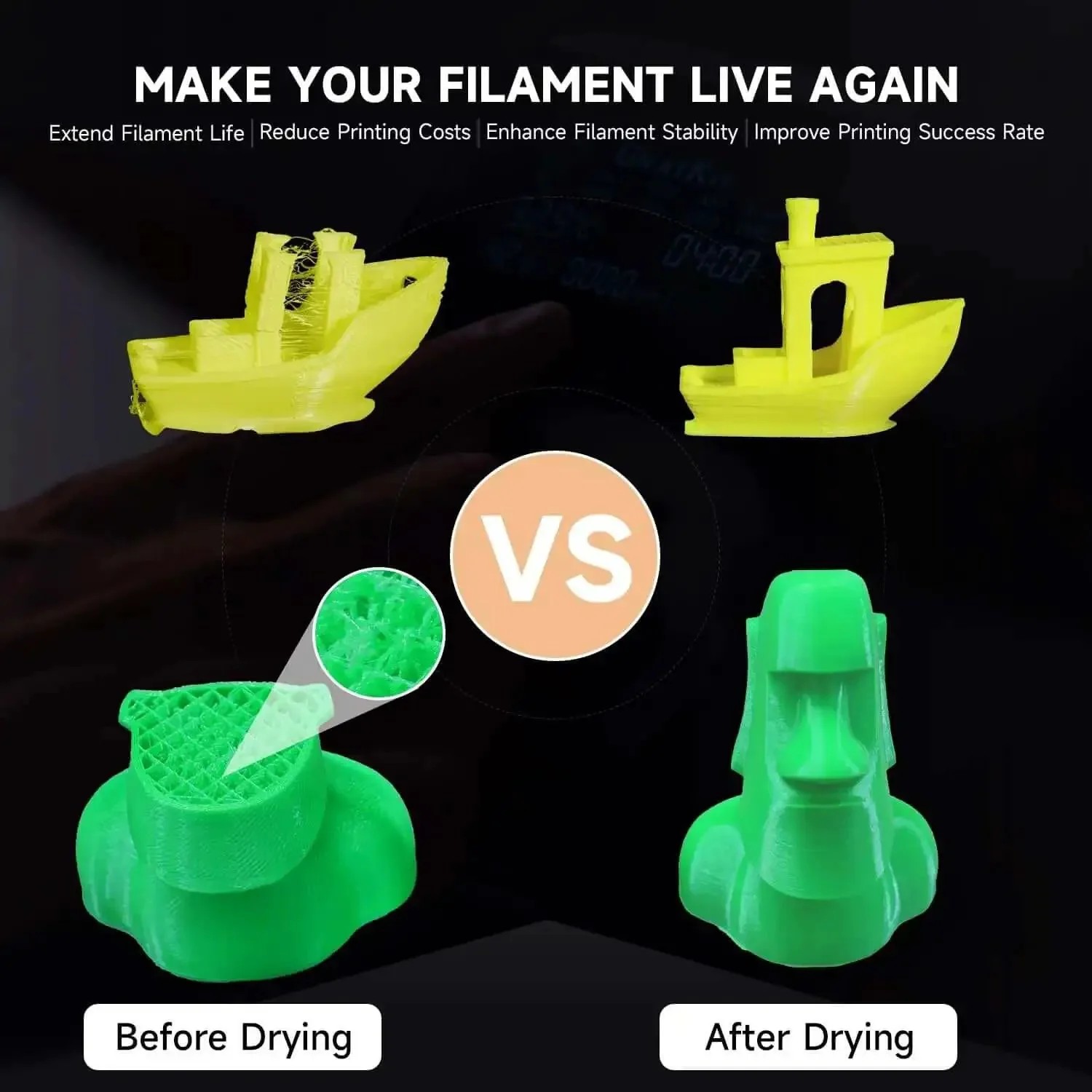 Firefly V2.0 3D Filament Dryer Box With Air Circulation, Tuya App Control, Dialed-In Drying Up To 70 Degrees, 5015 Fan Included, Compatible With Most Filaments Including PLA Plus, PETG, TPU, ABS, Nylon For Better Prints - Image 5