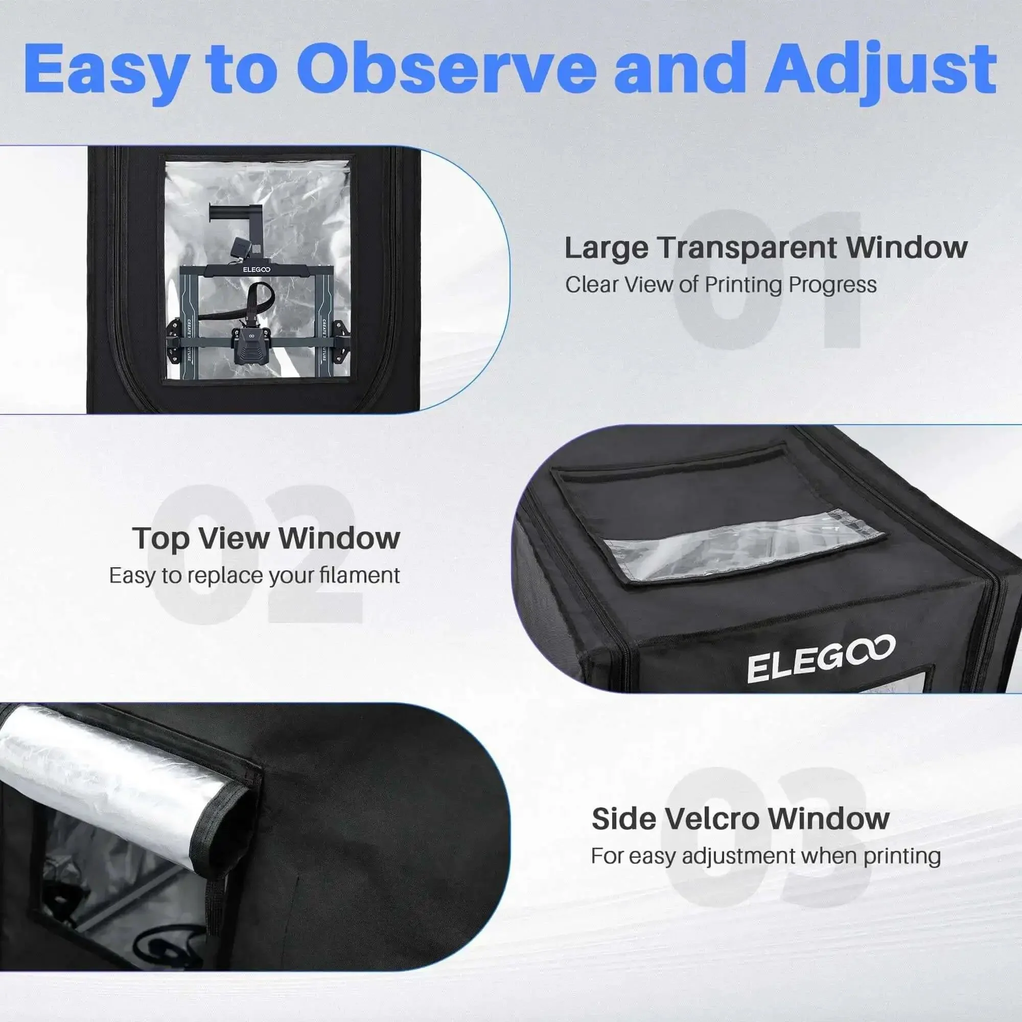 Fireproof And Dustproof 3D Printer Enclosure For Neptune And Ender Models Keeps Prints Stable With Constant Temperature No Fuss Large 25.5 By 21.6 By 29.5 Inches Fits Neptune 3 Pro Neptune 4 Pro Ender 3 Ender 3 V2 Ender 3 S1 Kobra 2 - Image 4
