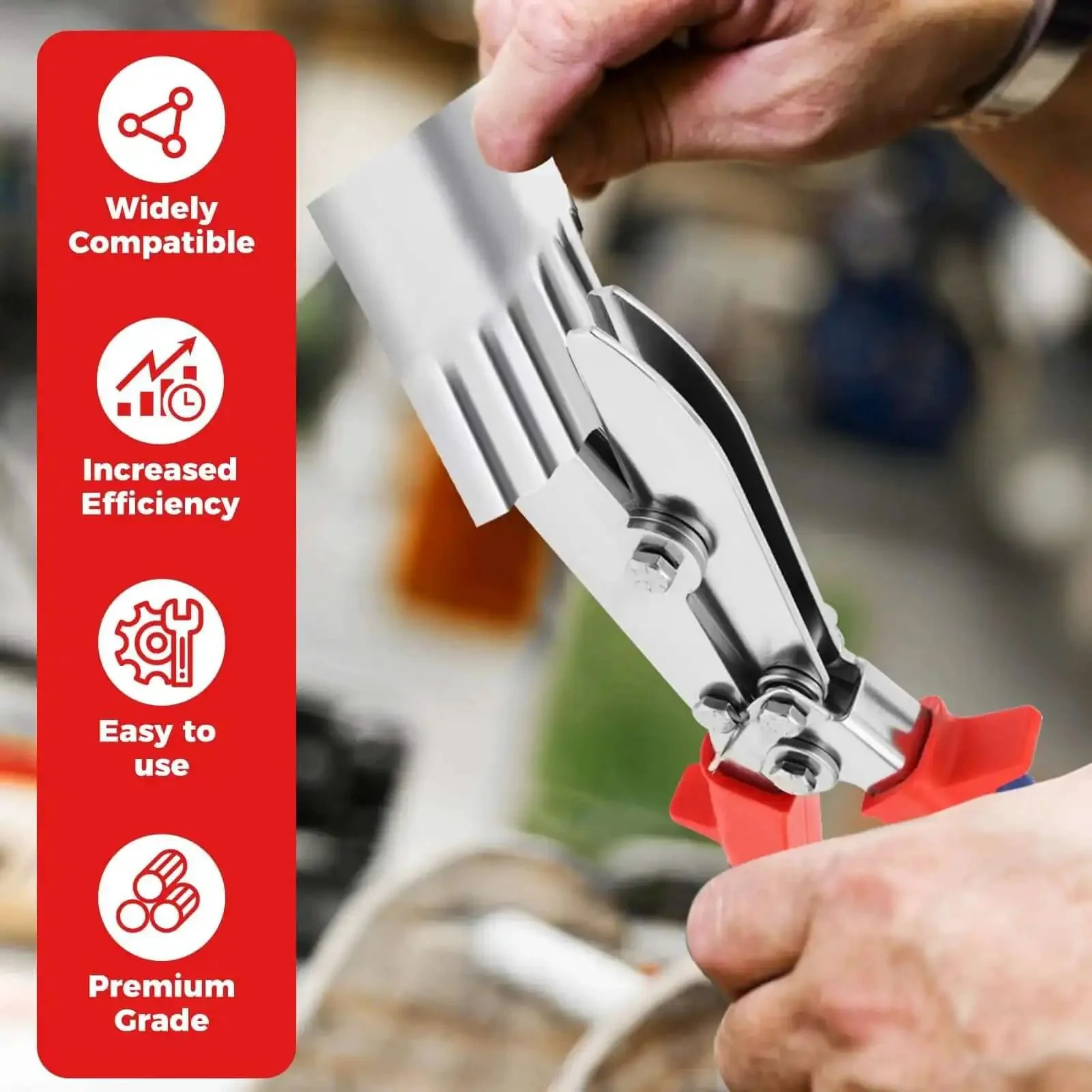 Five Blade Sheet Metal Bender With Pro Grade Rust Resistant Gutter Crimping Tool And Hand Crimper Anti Slip Ergonomic Grip For 22 To 28 Gauge Galvanized Steel Ductwork Downspouts Stove Pipes - Image 2