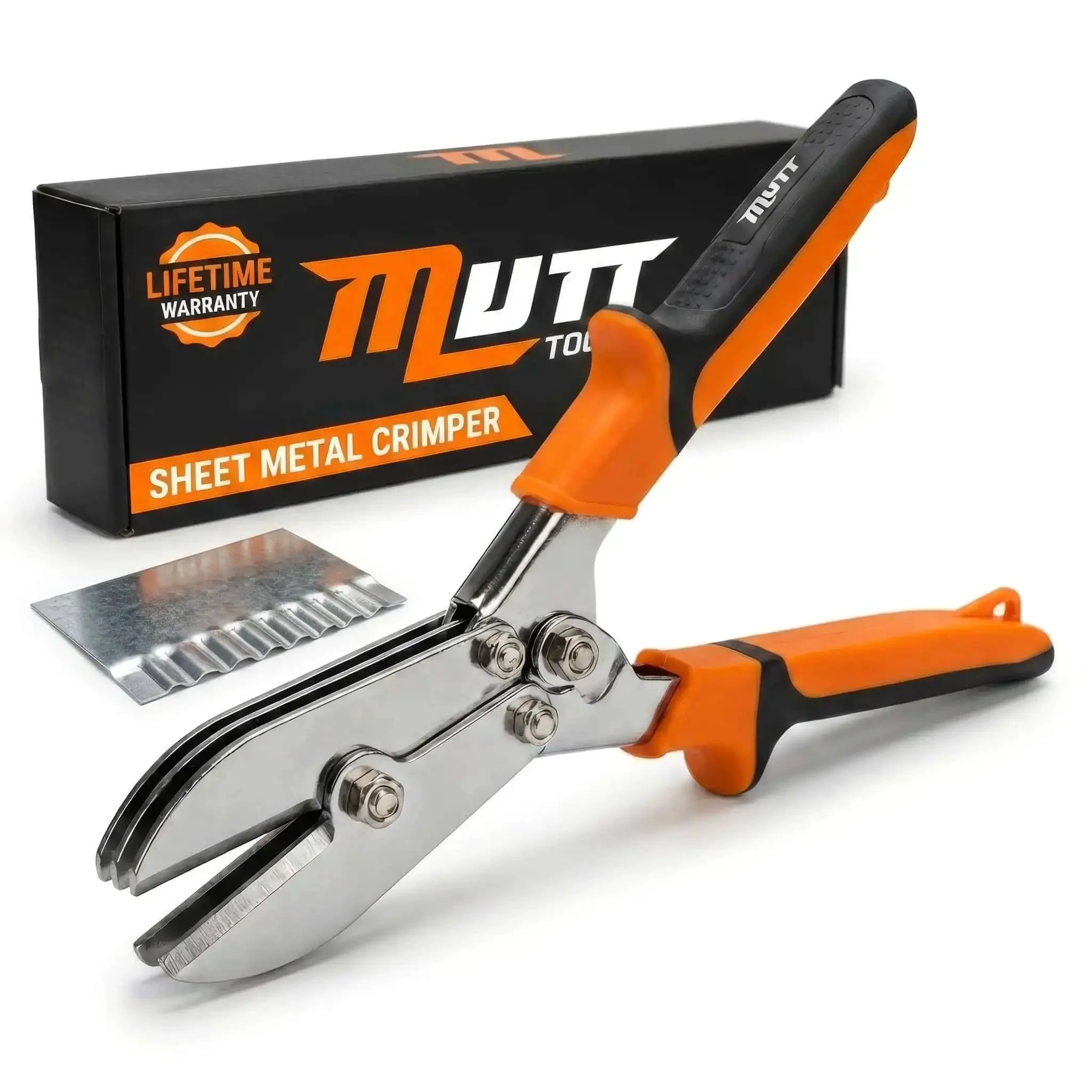 Five Blade Sheet Metal Crimp Tool With Ergonomic Grip For Gutters, Downspouts, Stove Pipe And Duct Work Crimps Twenty Gauge Steel And Twenty Eight Gauge Stainless With Five Hardened Heads