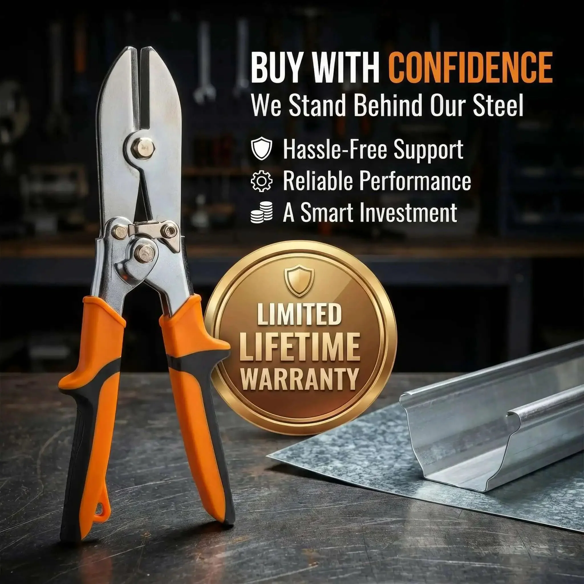Five Blade Sheet Metal Crimp Tool With Ergonomic Grip For Gutters, Downspouts, Stove Pipe And Duct Work Crimps Twenty Gauge Steel And Twenty Eight Gauge Stainless With Five Hardened Heads - Image 3