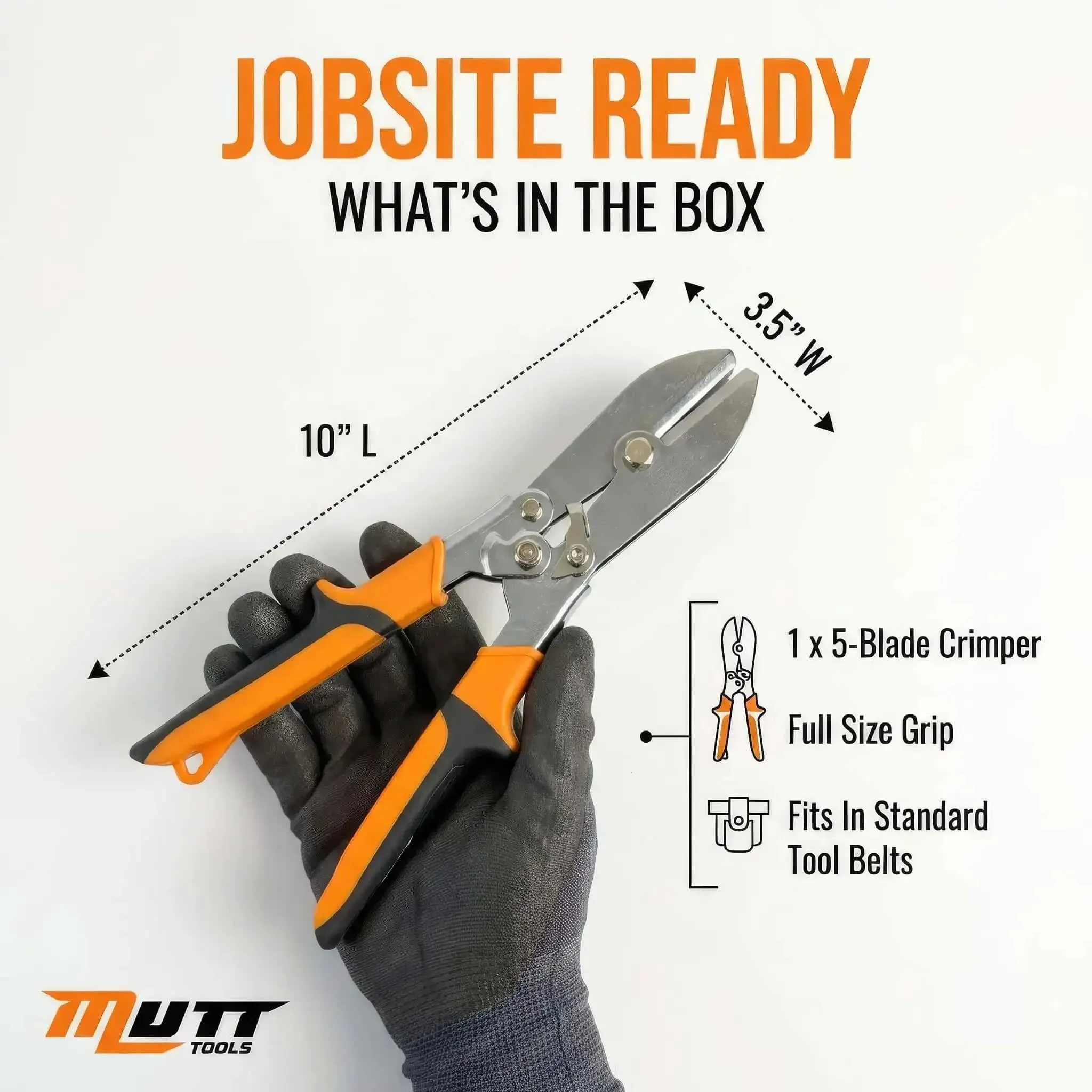 Five Blade Sheet Metal Crimp Tool With Ergonomic Grip For Gutters, Downspouts, Stove Pipe And Duct Work Crimps Twenty Gauge Steel And Twenty Eight Gauge Stainless With Five Hardened Heads - Image 4