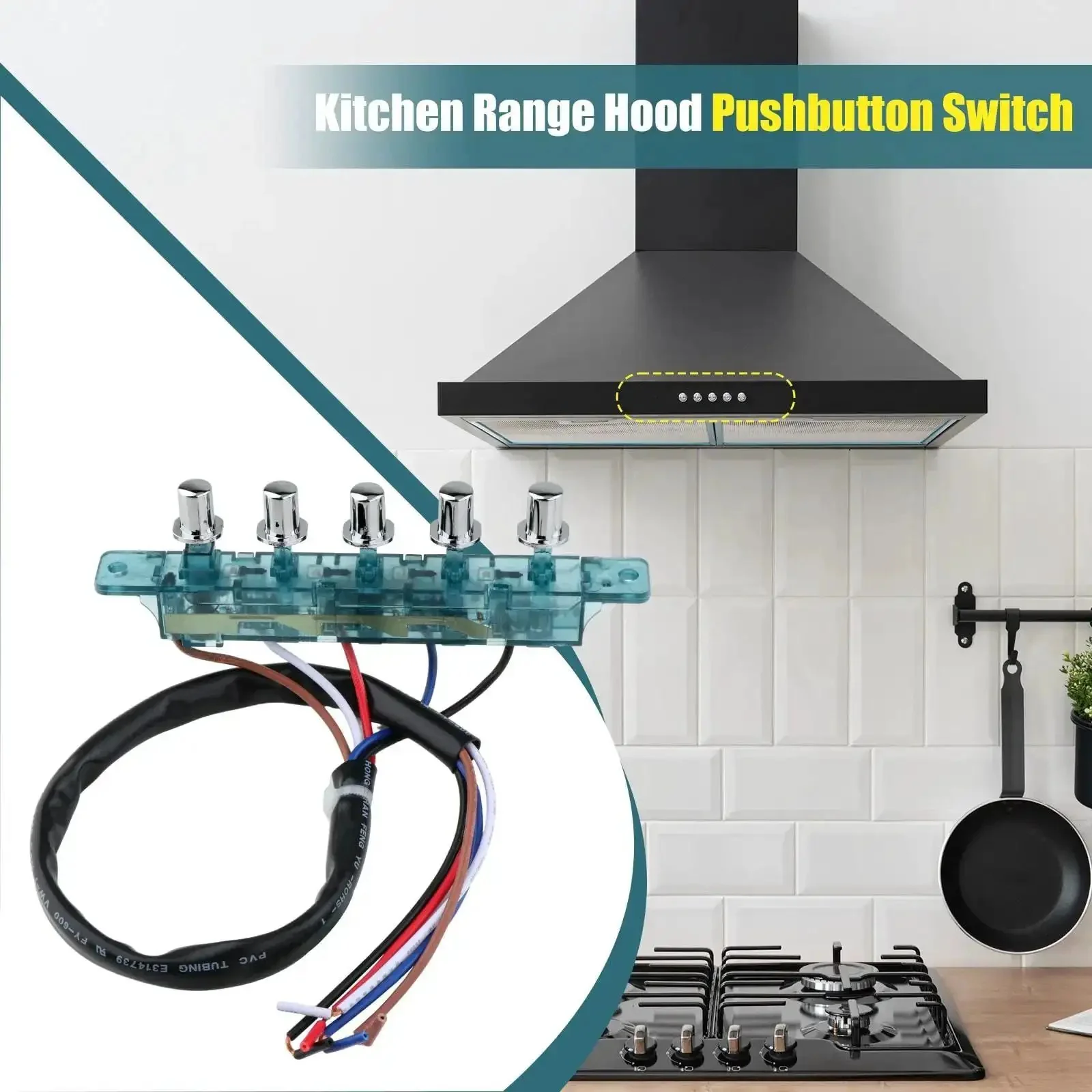 Five Button Range Hood Push Button Switch Replacement Panel DIY Friendly For Kitchen Appliances Universal Control Board Fits Traditional Range Hood Extractor Fans And Vent Hoods Easy Install Replacement Part For Home Kitchens - Image 5