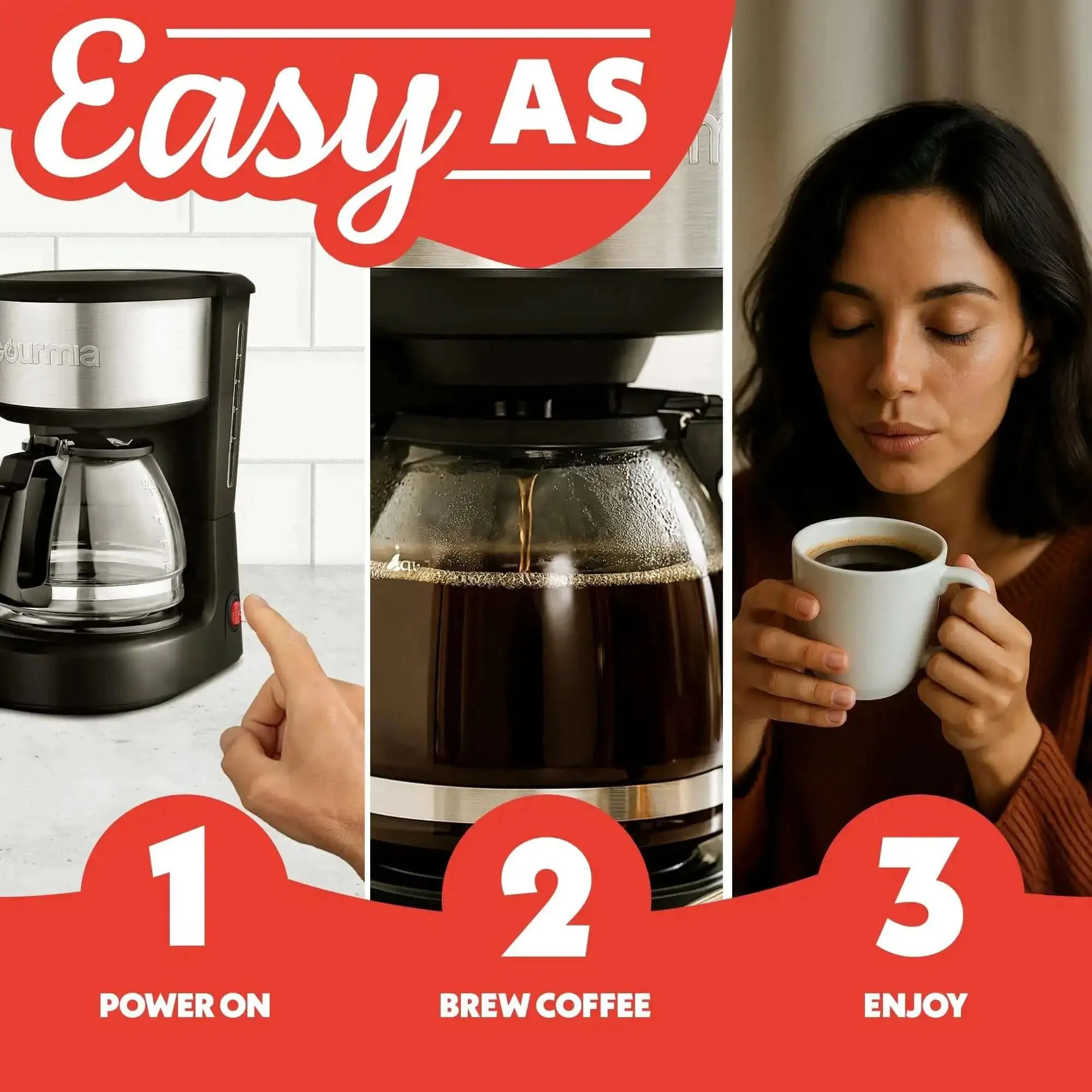 Five Cup Coffee Maker With One Touch Brew Pause And Serve Function Keeps Warm As You Sip Stainless Steel Accents Black Finish No Fuss Quick Mornings And Sharing Coffee - Image 2
