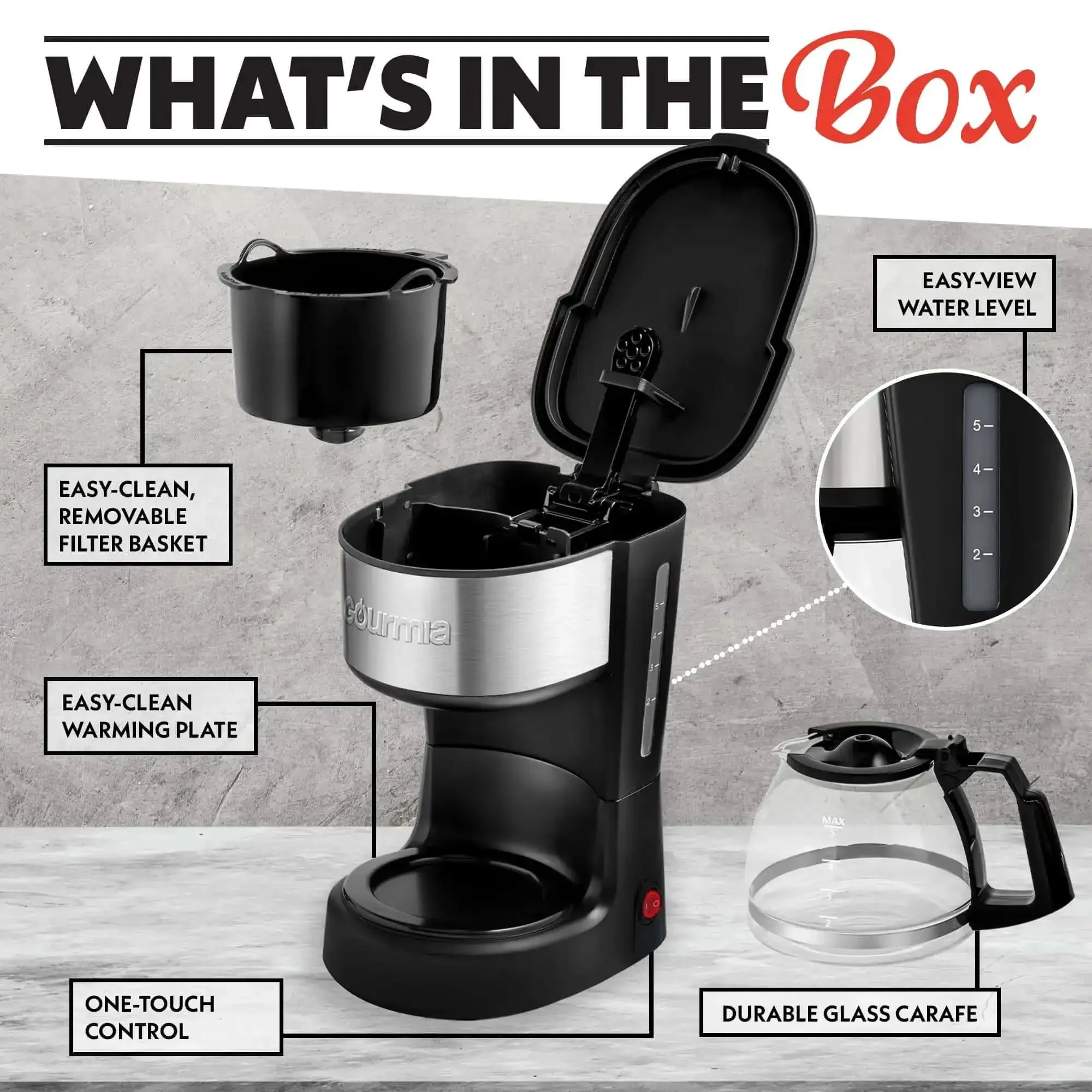 Five Cup Coffee Maker With One Touch Brew Pause And Serve Function Keeps Warm As You Sip Stainless Steel Accents Black Finish No Fuss Quick Mornings And Sharing Coffee - Image 4
