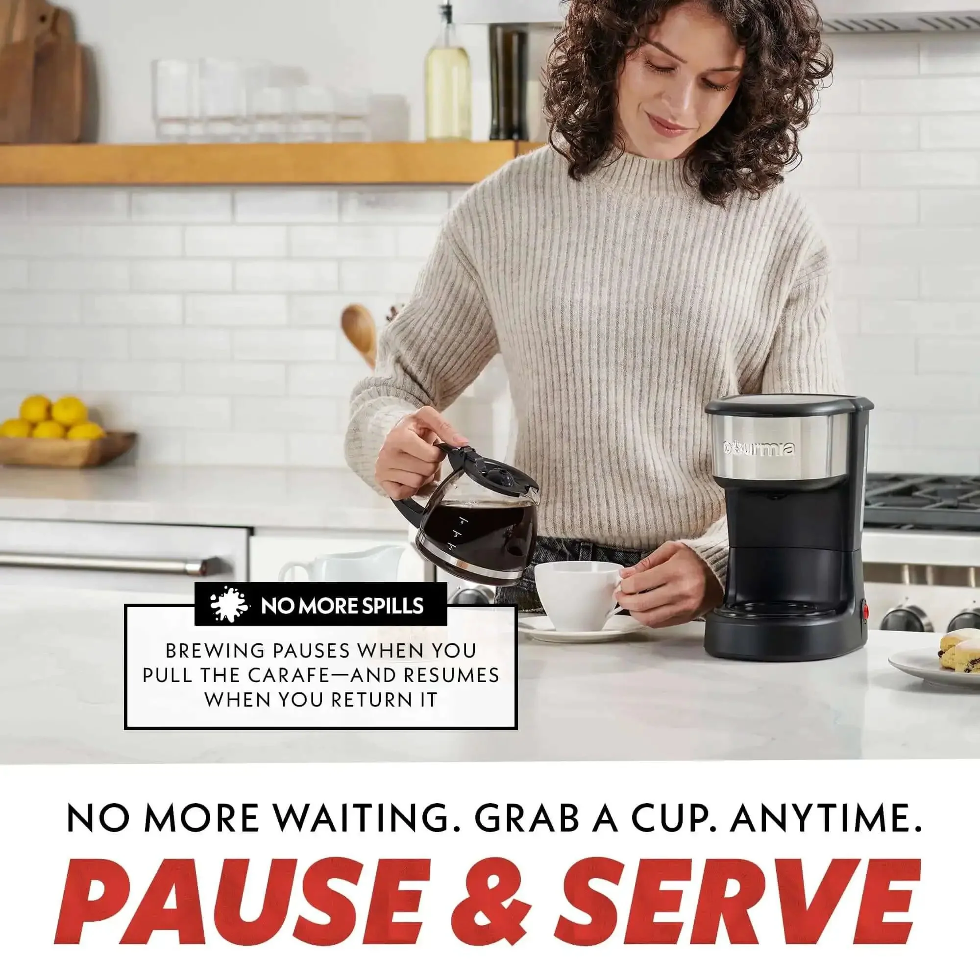 Five Cup Coffee Maker With One Touch Brew Pause And Serve Function Keeps Warm As You Sip Stainless Steel Accents Black Finish No Fuss Quick Mornings And Sharing Coffee - Image 5