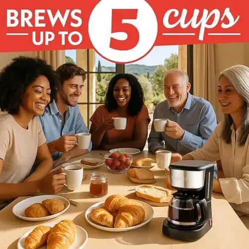 Five Cup Coffee Maker With One Touch Brew Pause And Serve Function Keeps Warm As You Sip Stainless Steel Accents Black Finish No Fuss Quick Mornings And Sharing Coffee - Image 8