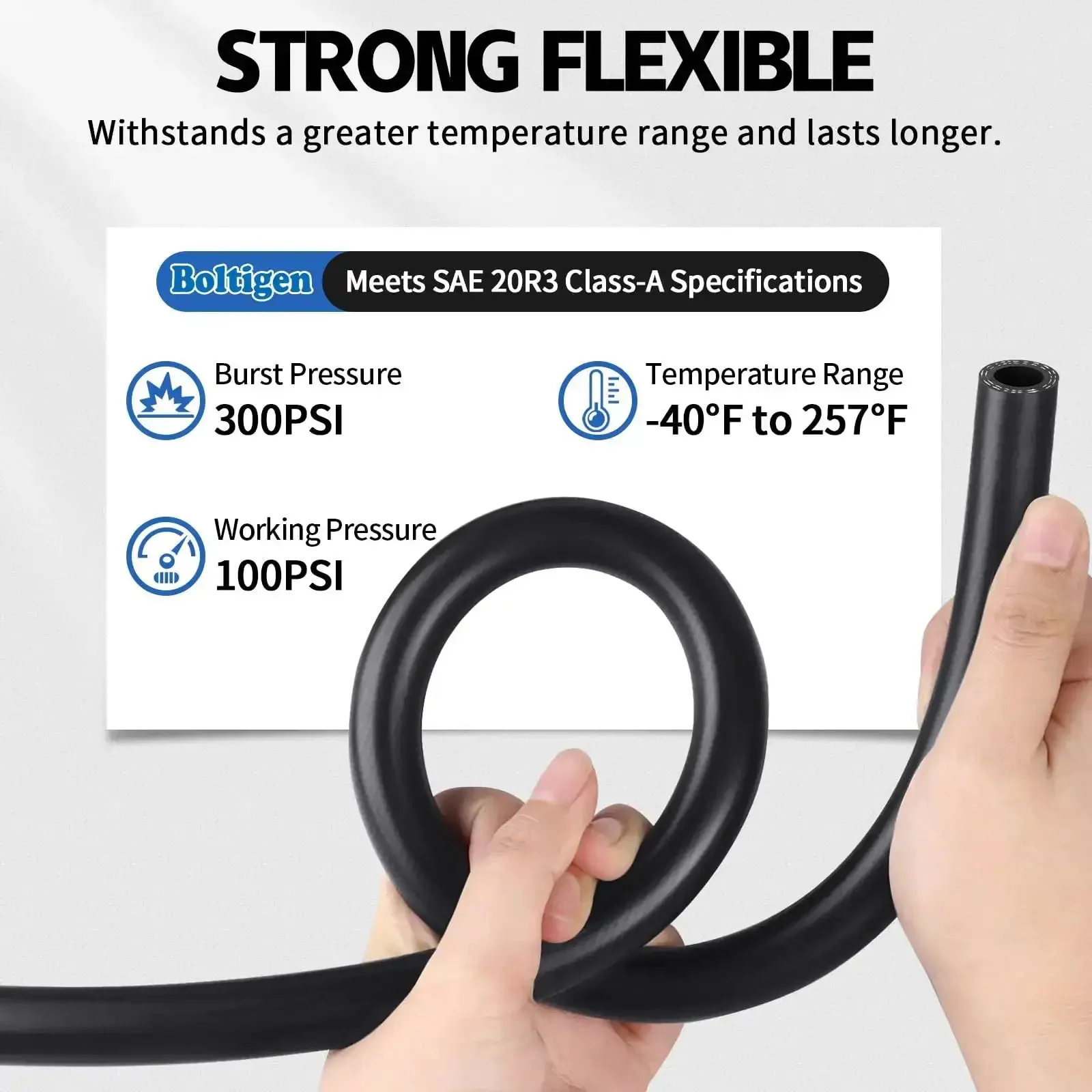 Five Eighth Inch Heater Hose, 10 Feet Long EPDM Double Spiral Radiator Coolant Line For Water, Antifreeze And Fuel Systems, Heavy Duty Flexible Hose, SAE J20R3 D2, 100 PSI Working Pressure, ID Five Eighth Inch - Image 7