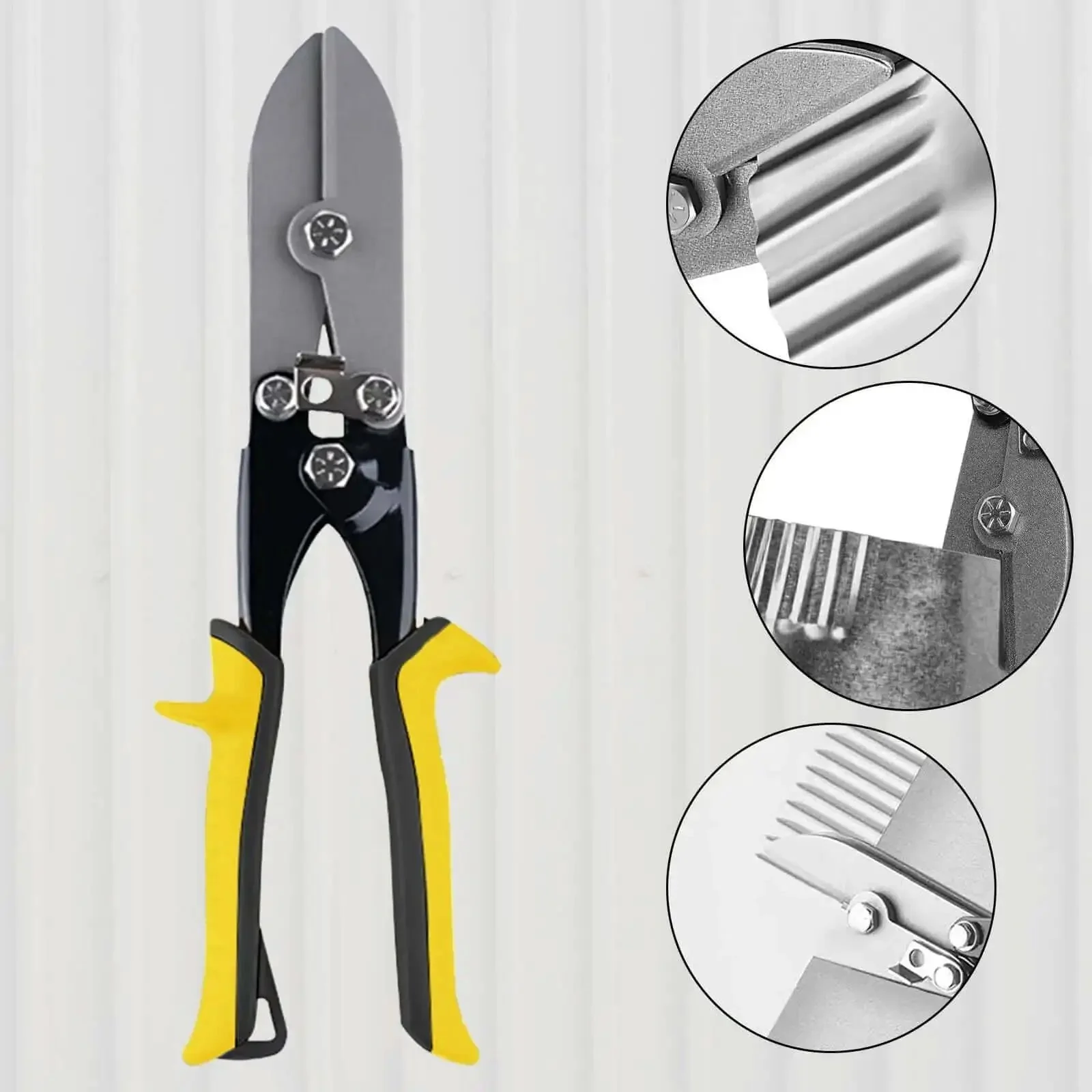 Five Head Hand Crimper For Sheet Metal With Ergonomic Grip Lock And Spring Loaded Lever Carbon Steel Duct Gutter Crimp Tool For HVAC End Cap Pipe Home Workshop Yellow Handle - Image 5