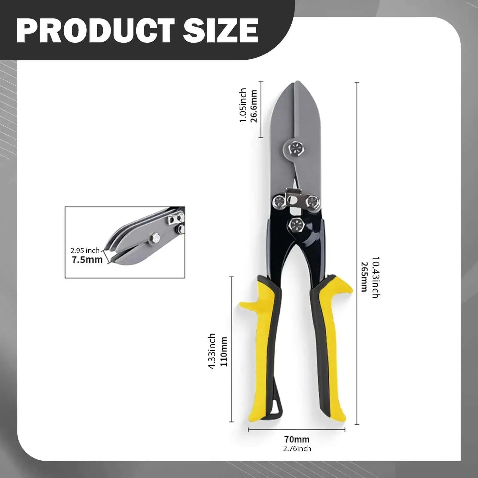 Five Head Hand Crimper For Sheet Metal With Ergonomic Grip Lock And Spring Loaded Lever Carbon Steel Duct Gutter Crimp Tool For HVAC End Cap Pipe Home Workshop Yellow Handle - Image 7