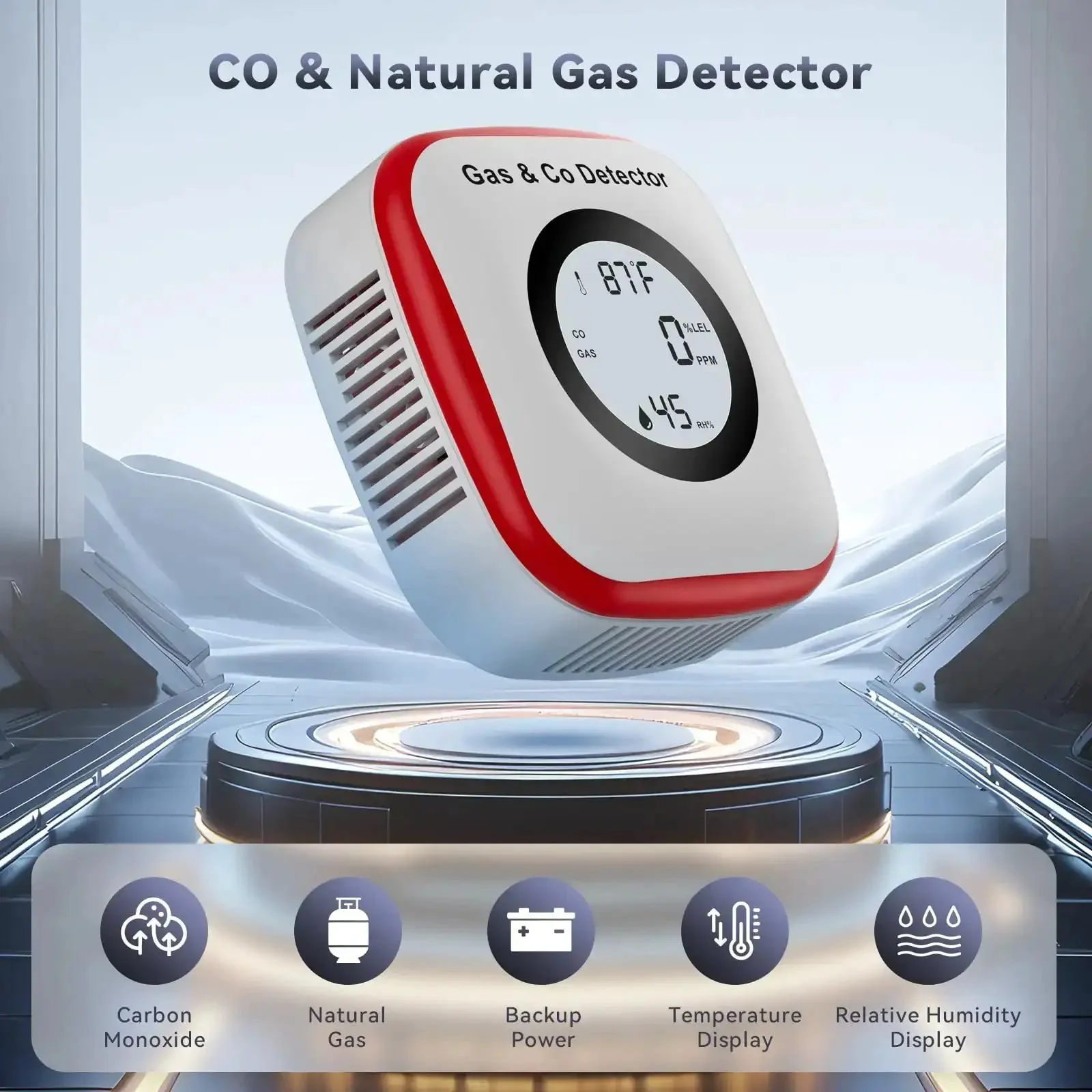 Five In One CO And Gas Leak Detector With Plug In And Battery Backup Temperature Humidity Sensor And Loud Sound And Light Alarm For Home Safety Easy Install And Quick Response - Image 7