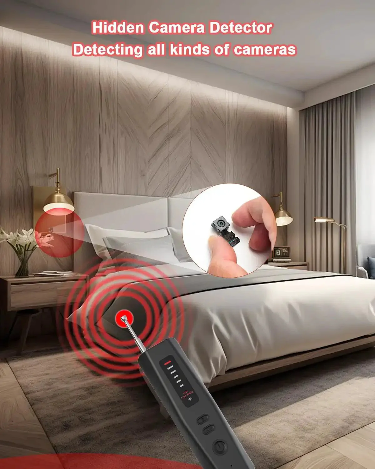 Five In One Hidden Camera Detector With RF Wireless Scanner And GPS Tracker Finder For Hotels Travel Home And Office 2025 Upgraded Spy Camera Finder Bug Detector Infrared Night Vision Light No Brainer Upgrade - Image 7