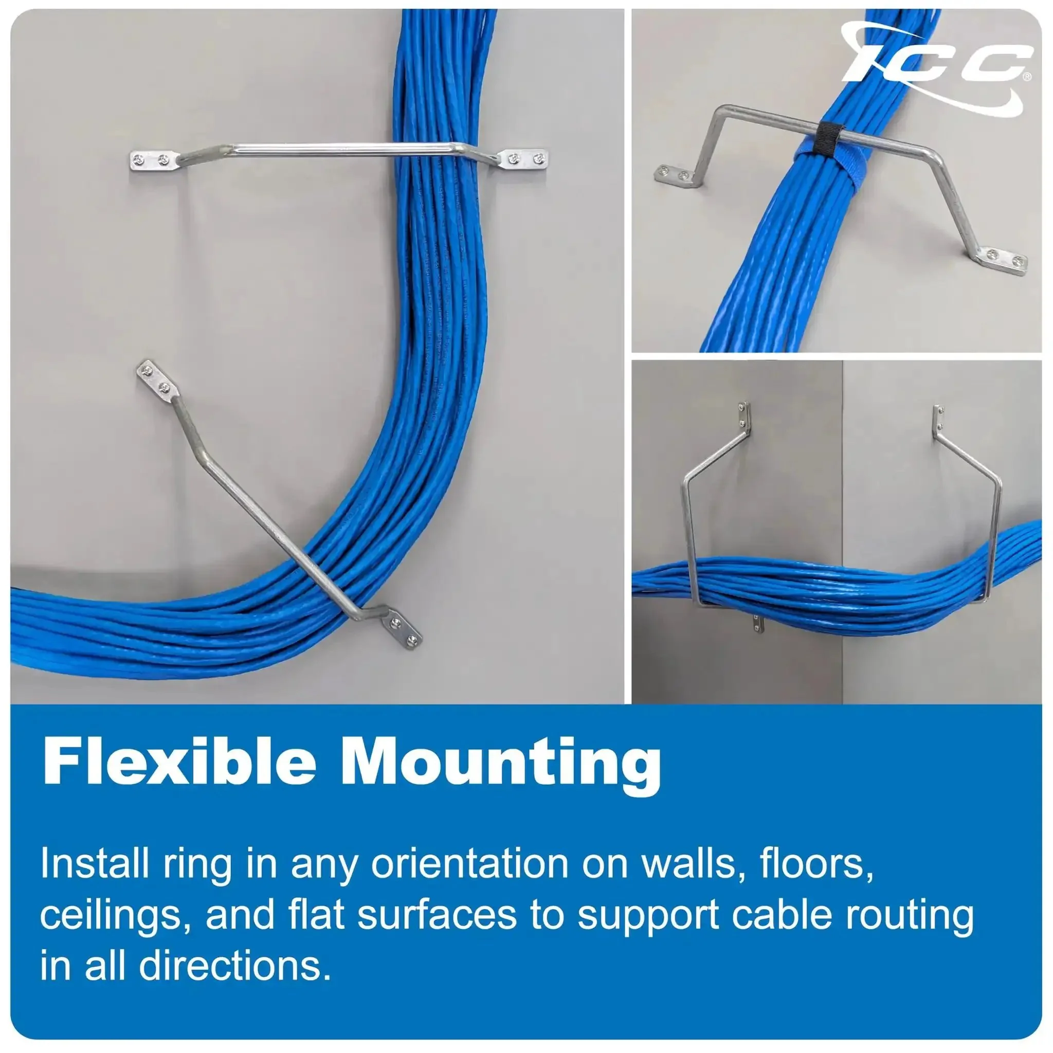 Five Inch Metal Cable D Ring Pack of Twenty Five for Horizontal and Vertical Wall Cable Organization Cable Hanger and Wire Loop for Structured Wiring with Durable Die Cast Aluminum Construction - Image 7