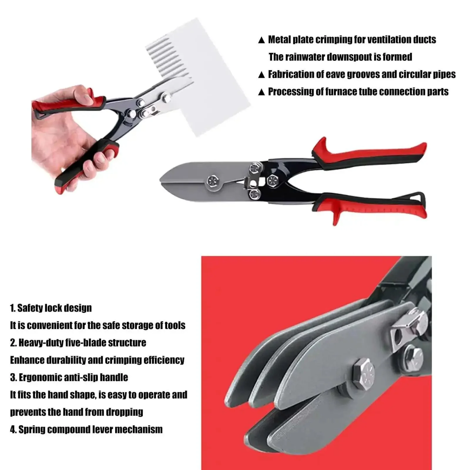 Five Metal Sheet Crimping Tool Made From High Carbon Steel With Ergonomic Nonslip Handle For Gutter And Pipe Systems Secure Locking Design Delivers Quick Leakproof Consistent Crimps On Downspouts And Fittings - Image 8