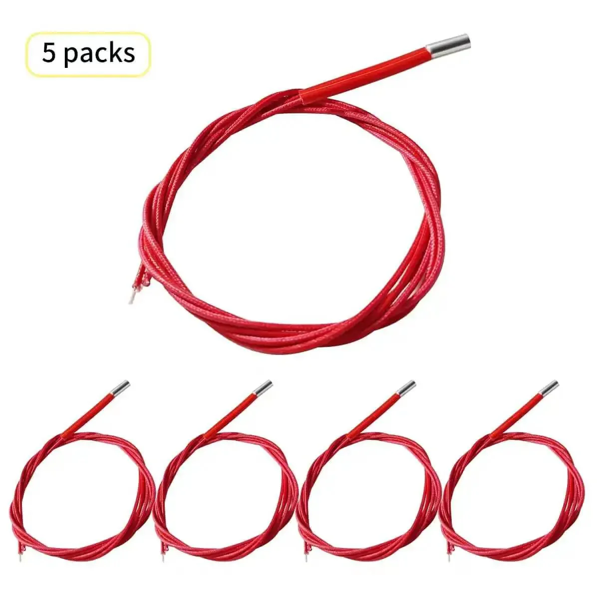 Five Pack 24V 40W Ceramic Heater Cartridge 620 Hot End For 3D Printer Models CR 10S Pro Ender 3 Pro Ender 3 Ender 3X Ender 3 V2 Anet E10 Prusa Mendel Thermistor Included With 1 Meter High Temperature Wire - Image 2