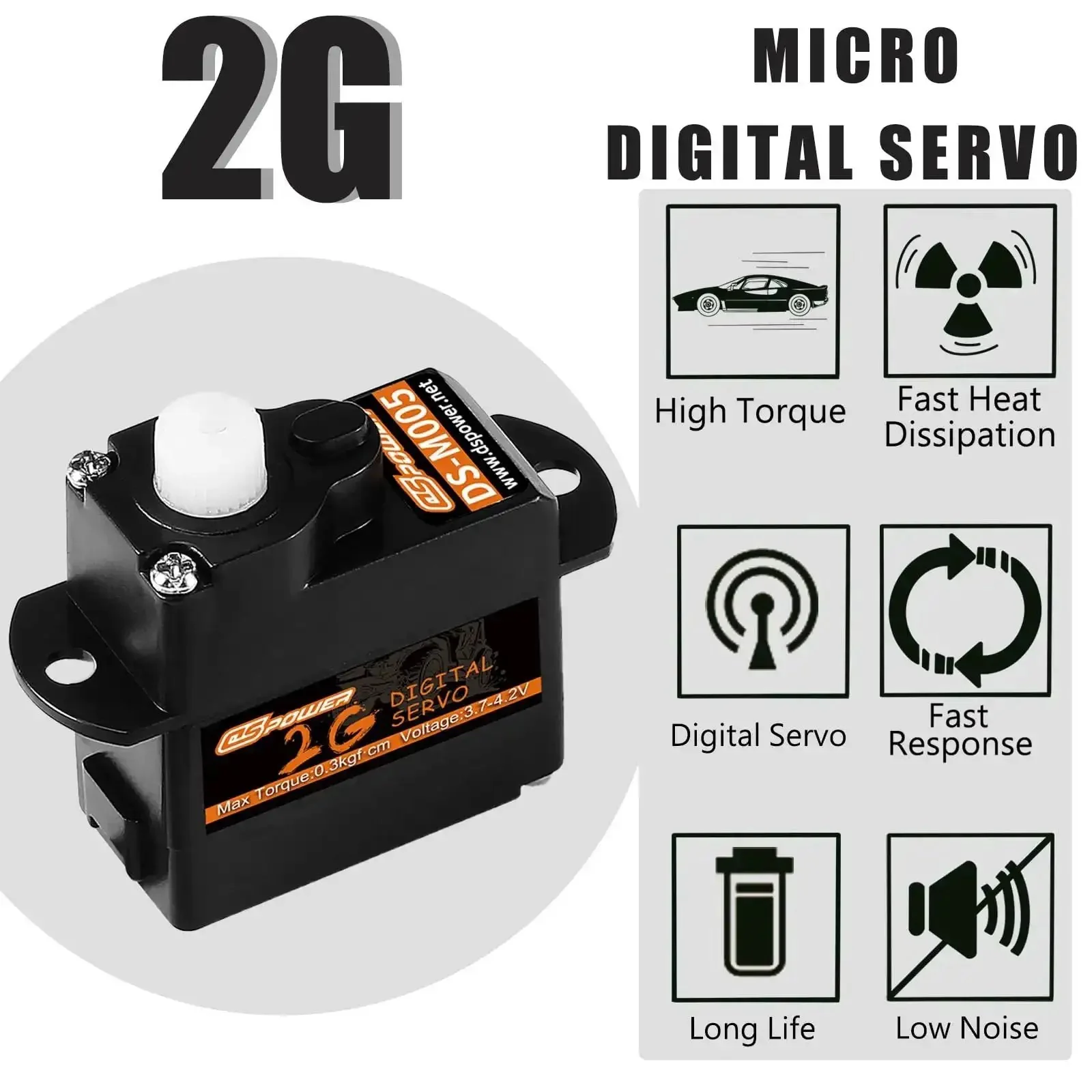 Five Pack 2G Plastic Gear Mini Servo Hobby Grade Digital Coreless Motor For RC Aircraft Drones Boats Cars And Robots 3.7V To 4.2V Quiet High Precision Ideal For Twenty Fourth Scale Models - Image 4
