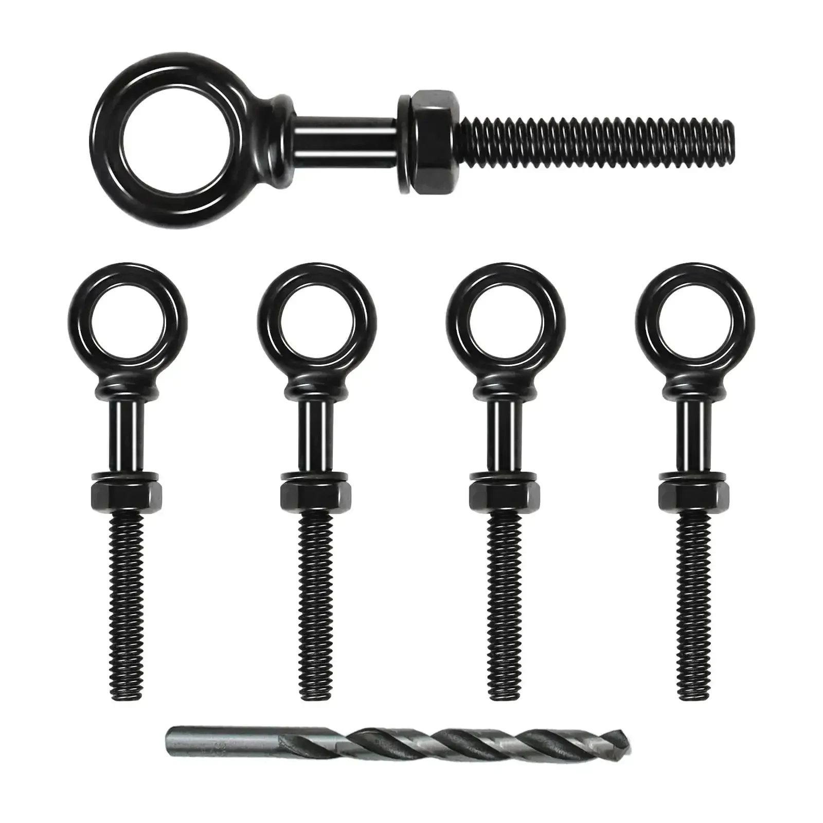 Five Pack 3 Inch Black Eye Bolts With Nuts Washers And Drill Bit T316 Stainless Marine Grade Beefy Heavy Duty Eyebolts With Shoulder Lifting Ring For Lifting And Mooring One Quarter Inch Thread UNC 3A